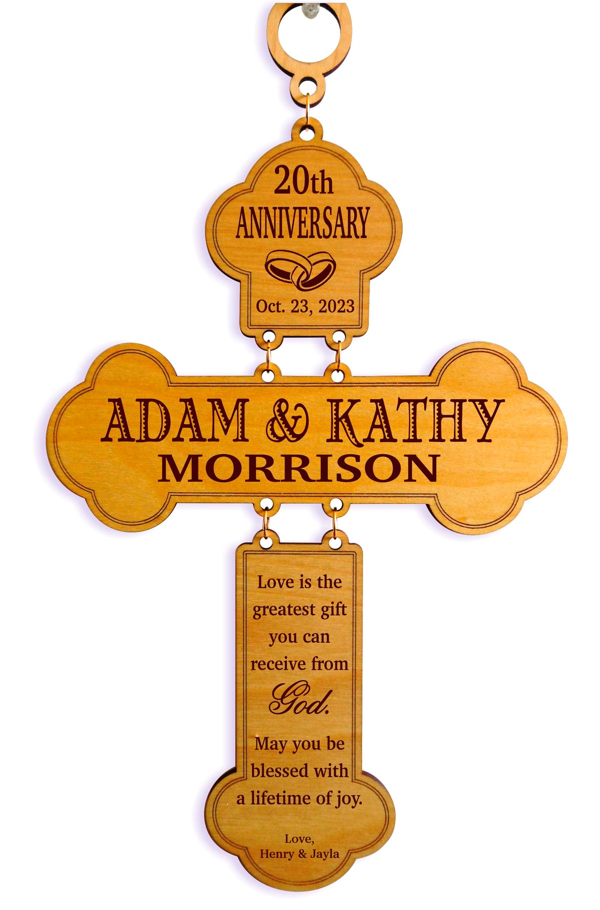 20th Wedding Anniversary Gift for Couple | Personalized Cross, GDA05