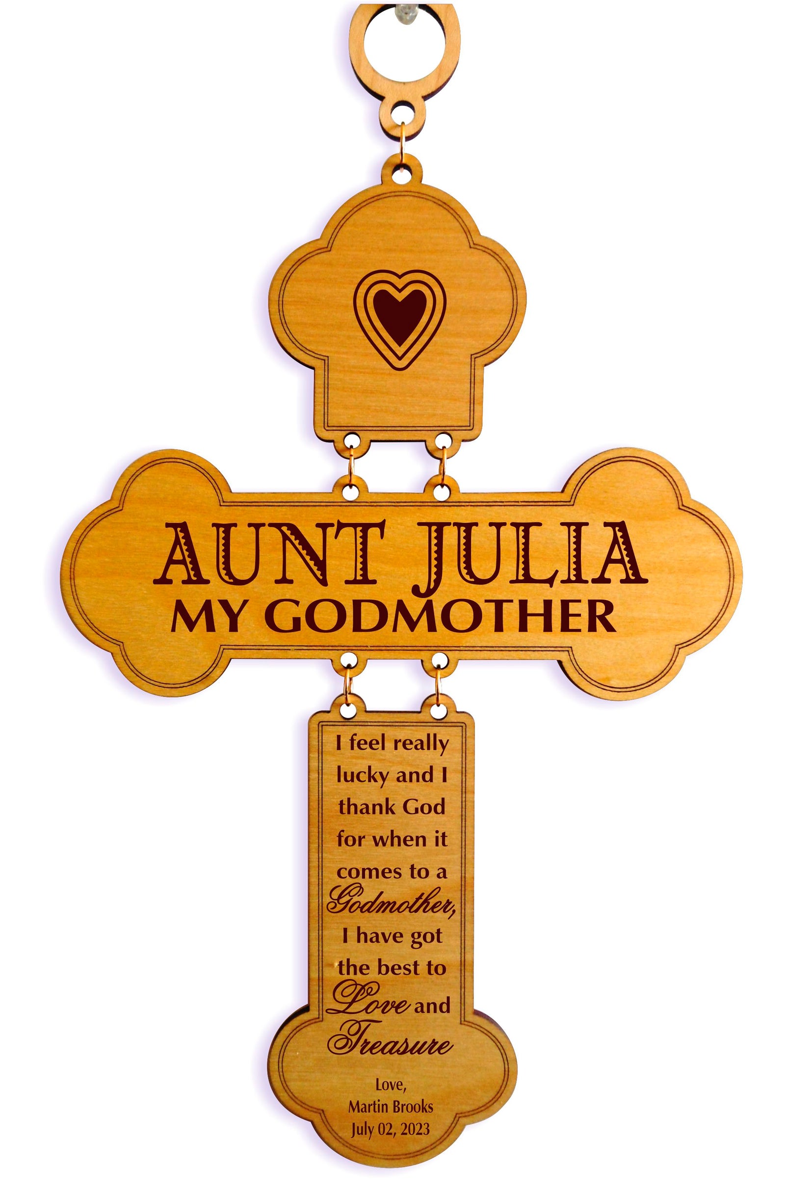 Mother's Day Gift for Godmother | Personalized Wood Cross
