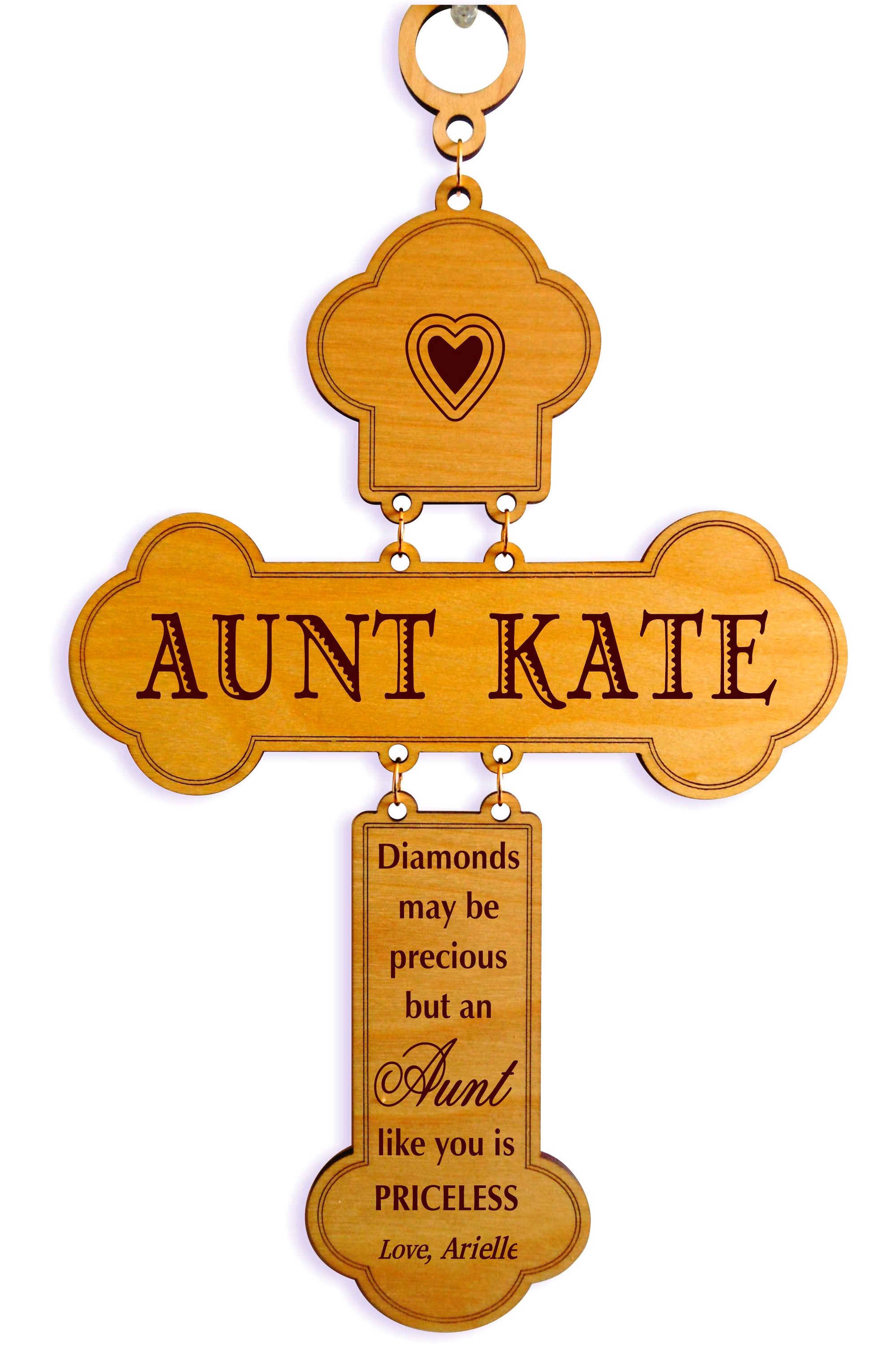 Long Distance Gift for Aunt | Auntie Birthday Gifts | Personalized Christmas Cross GDA5