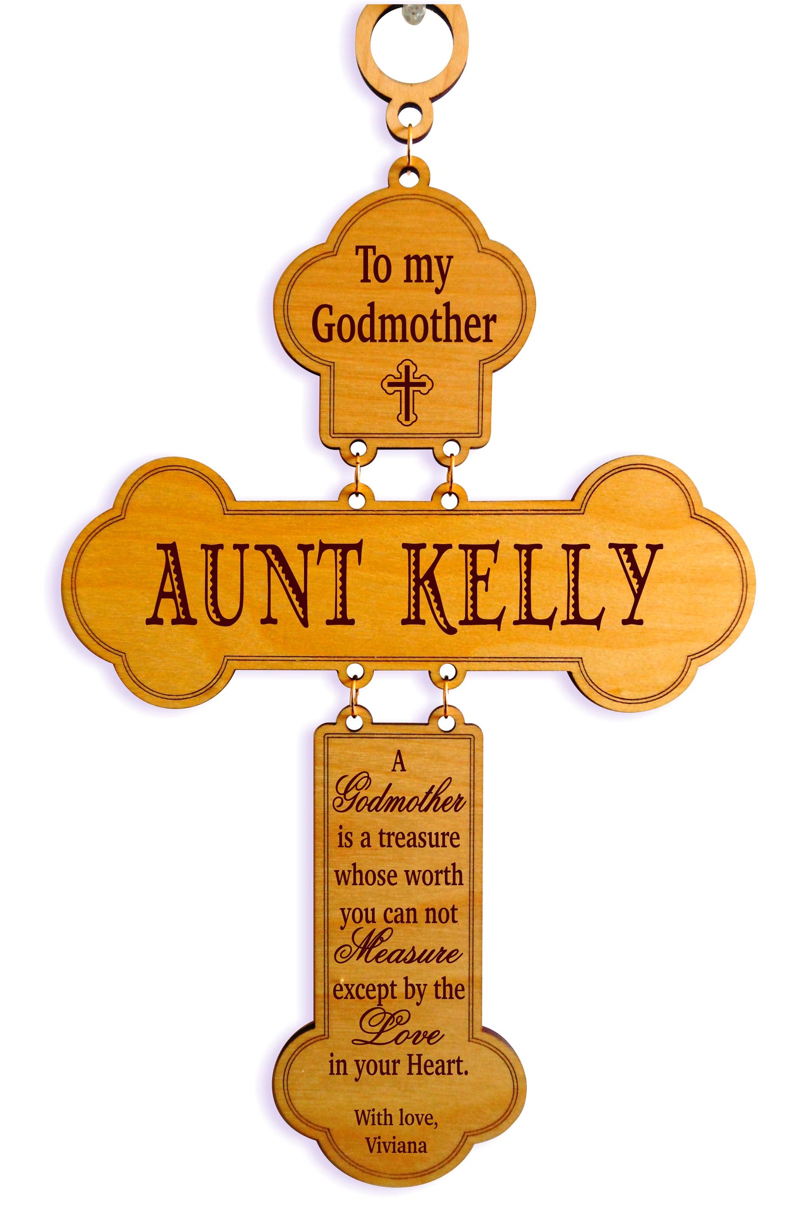 Custom Godmother Baptism Gift from Goddaughter | Personalized Wood Cross