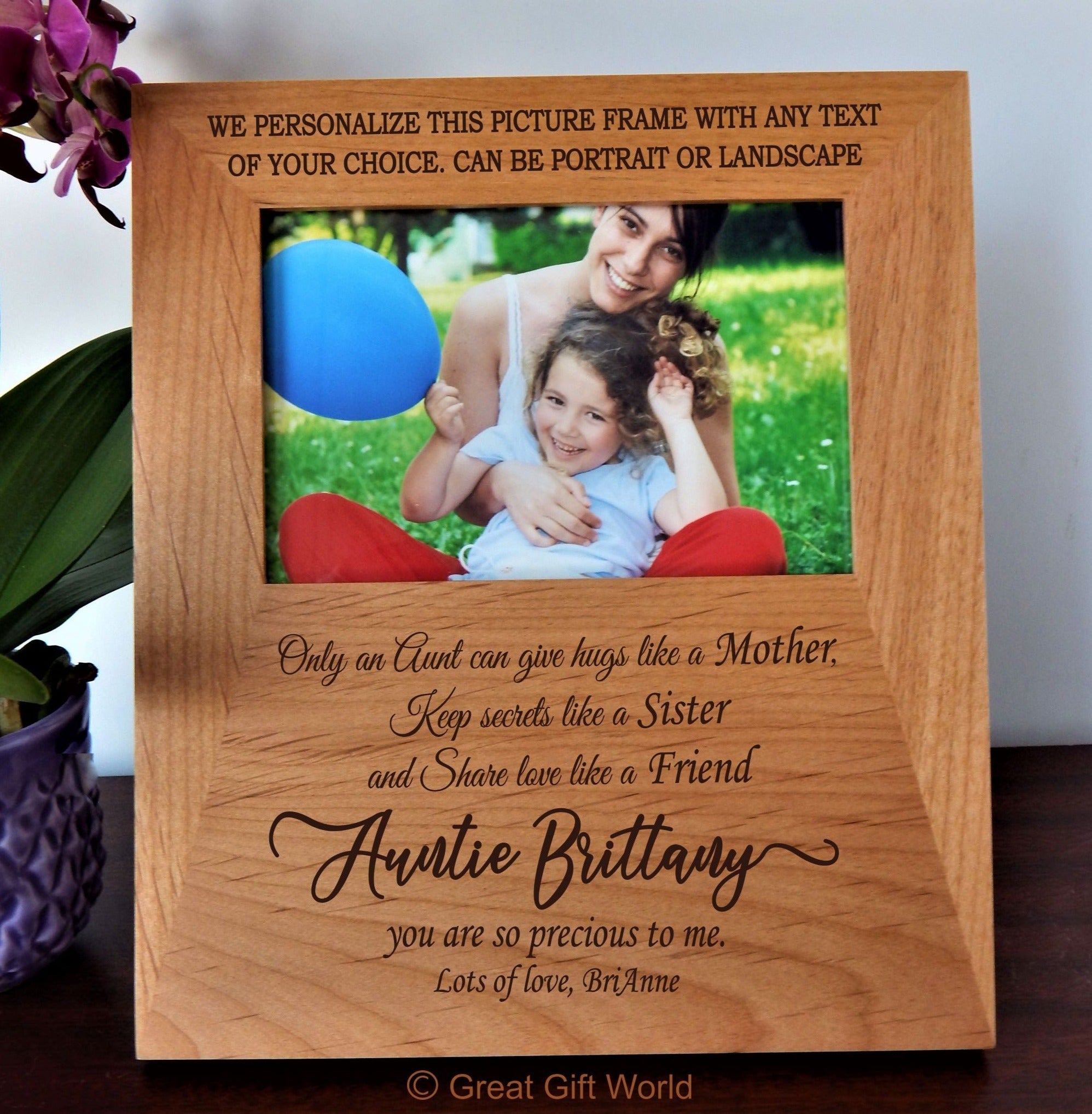 Personalized Gift for Aunt from Niece | Auntie Birthday Gifts | Wood Picture Frame