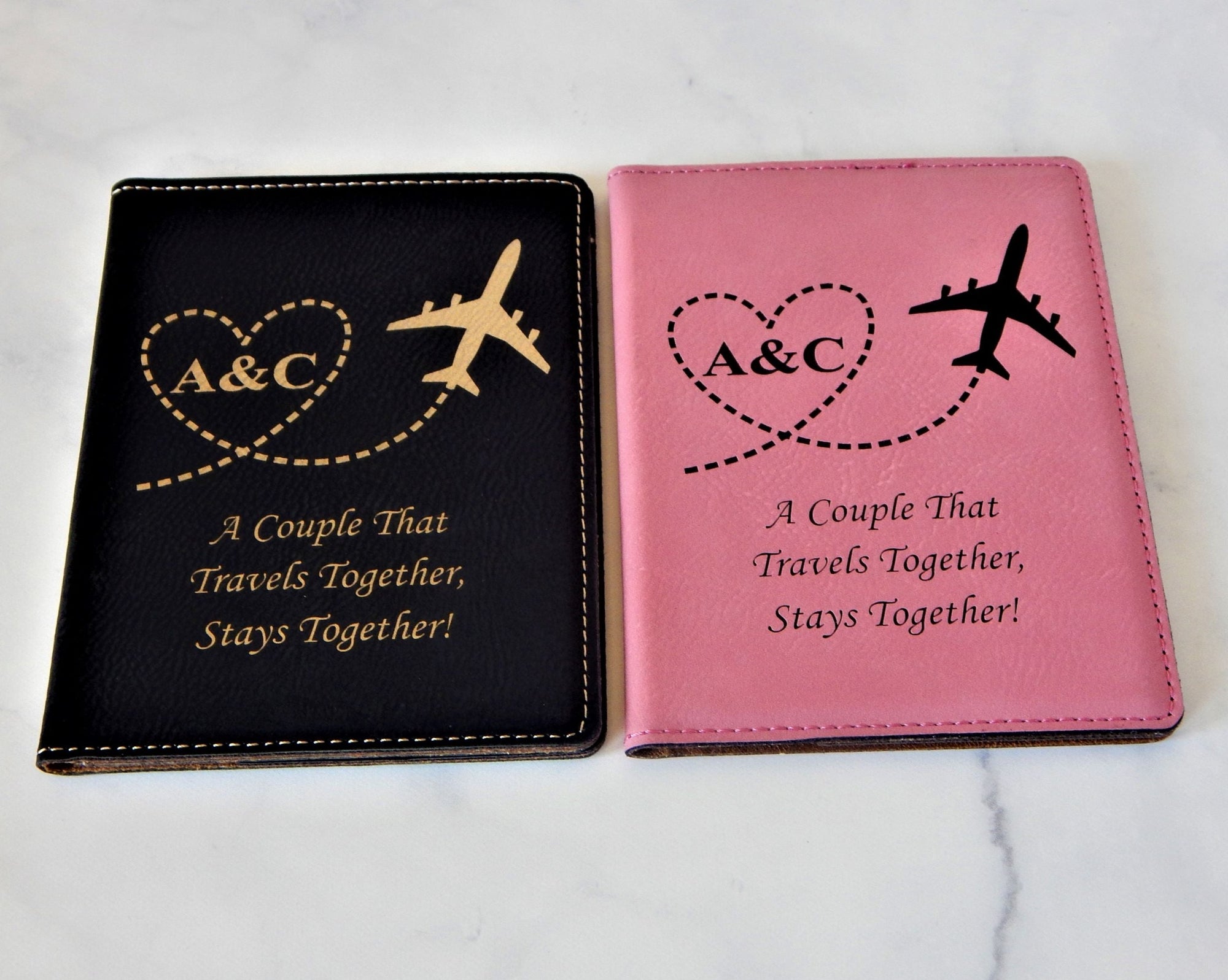Honeymoon Gift | Couple Passport Holder | Engraved Cover