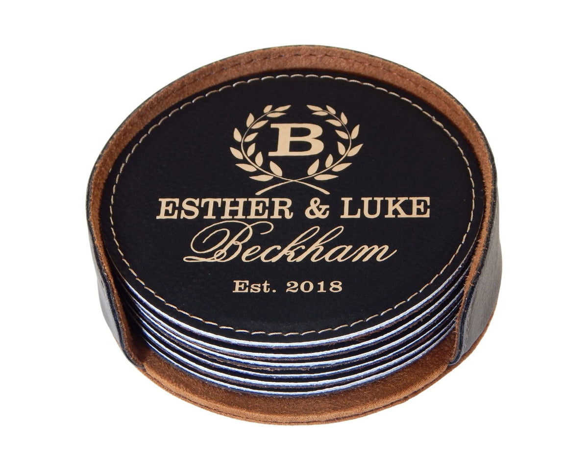 Wedding Gift for Couple | Personalized Anniversary Gifts for Couples | Engraved Coasters