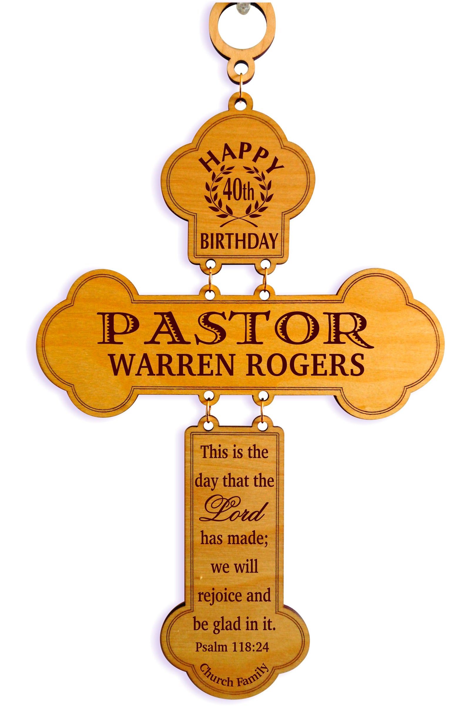 Personalized Wood Cross Birthday Gift for Pastor