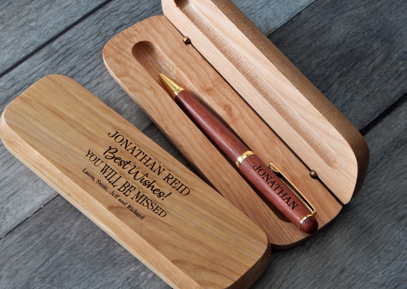 Engraved Wood Pen and Case Gift for Boss Leaving