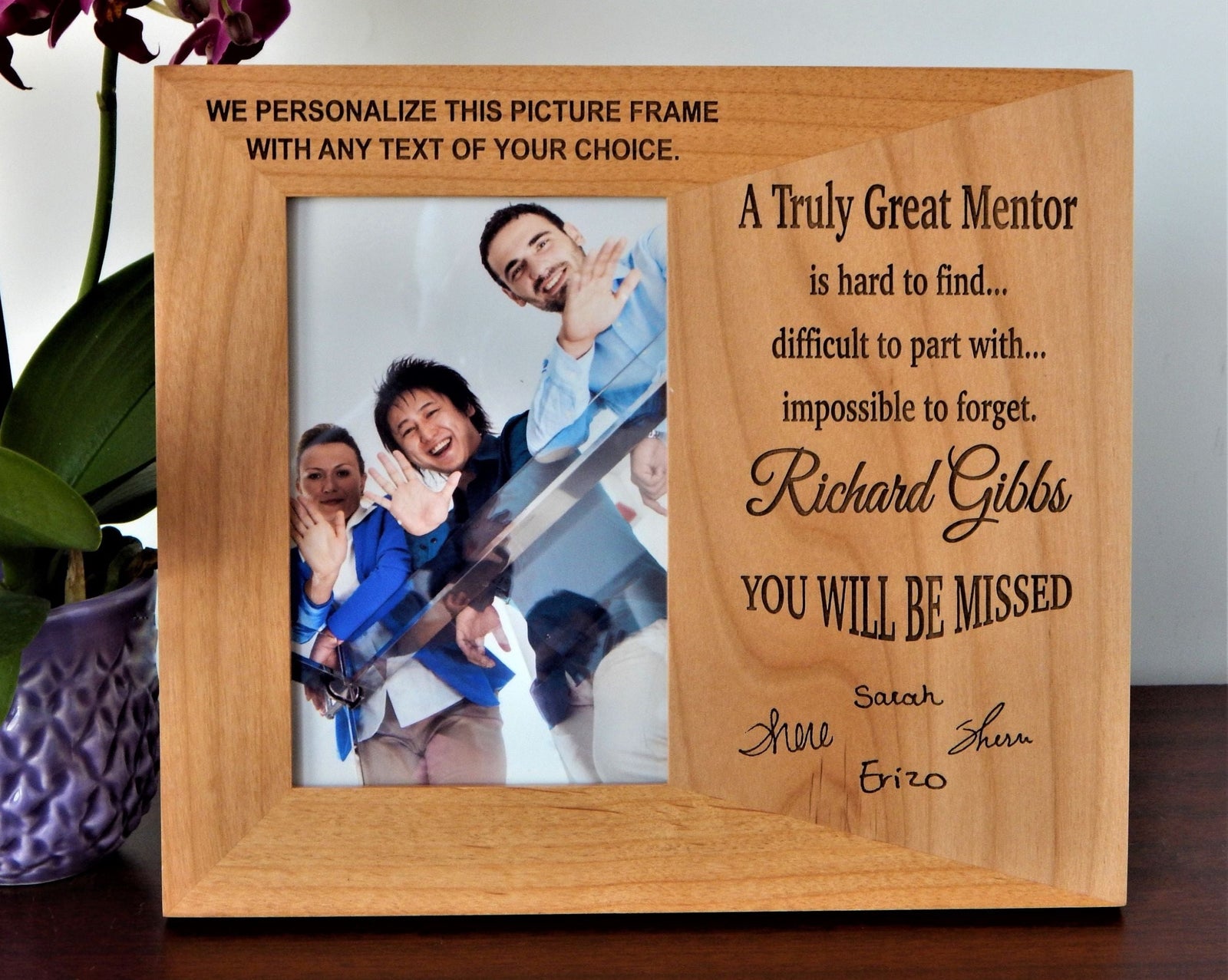 Mentor Boss Goodbye Custom Engraved Wood Picture Frame