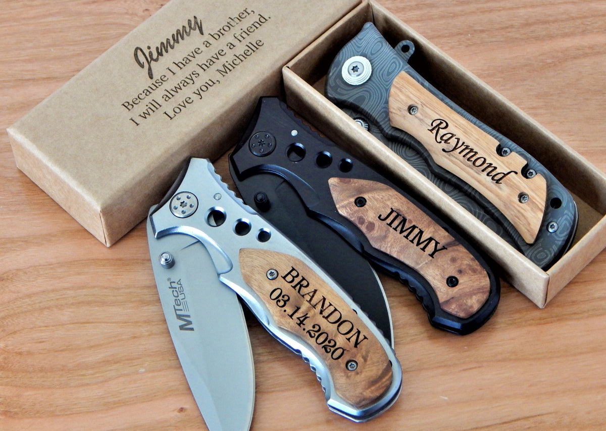 Pocket Knife Gift for Brother | Birthday Gift | Custom Engraved Folding Knives for Him