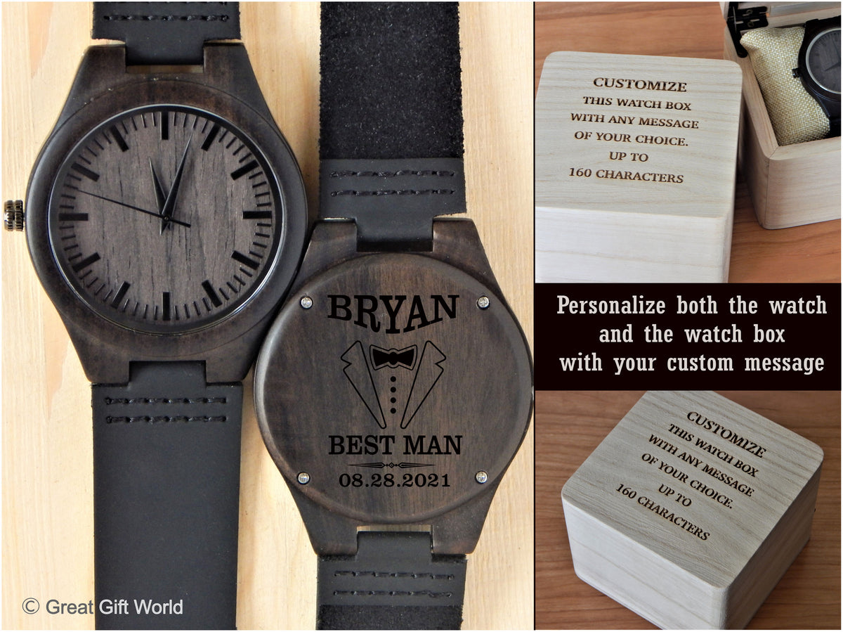 Groomsmen Gift Box | Personalized Wood Watch | Wooden Watch for Groomsman