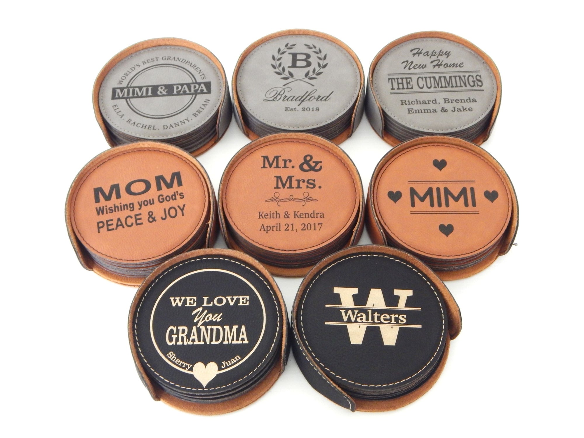 Personalized Grandpa Gift | Grandfather Father's Day Engraved Coasters