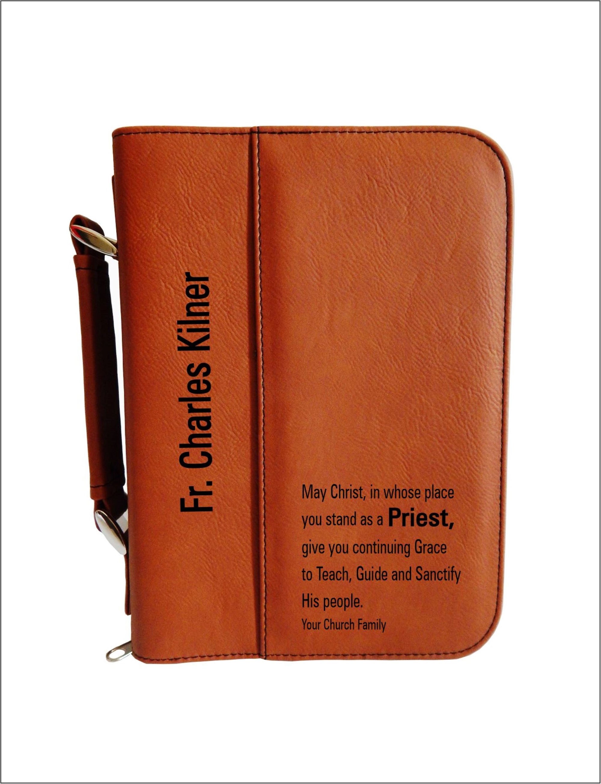 Religious Gift for Catholic Priest | Personalized Leather Bible Cover BCL010