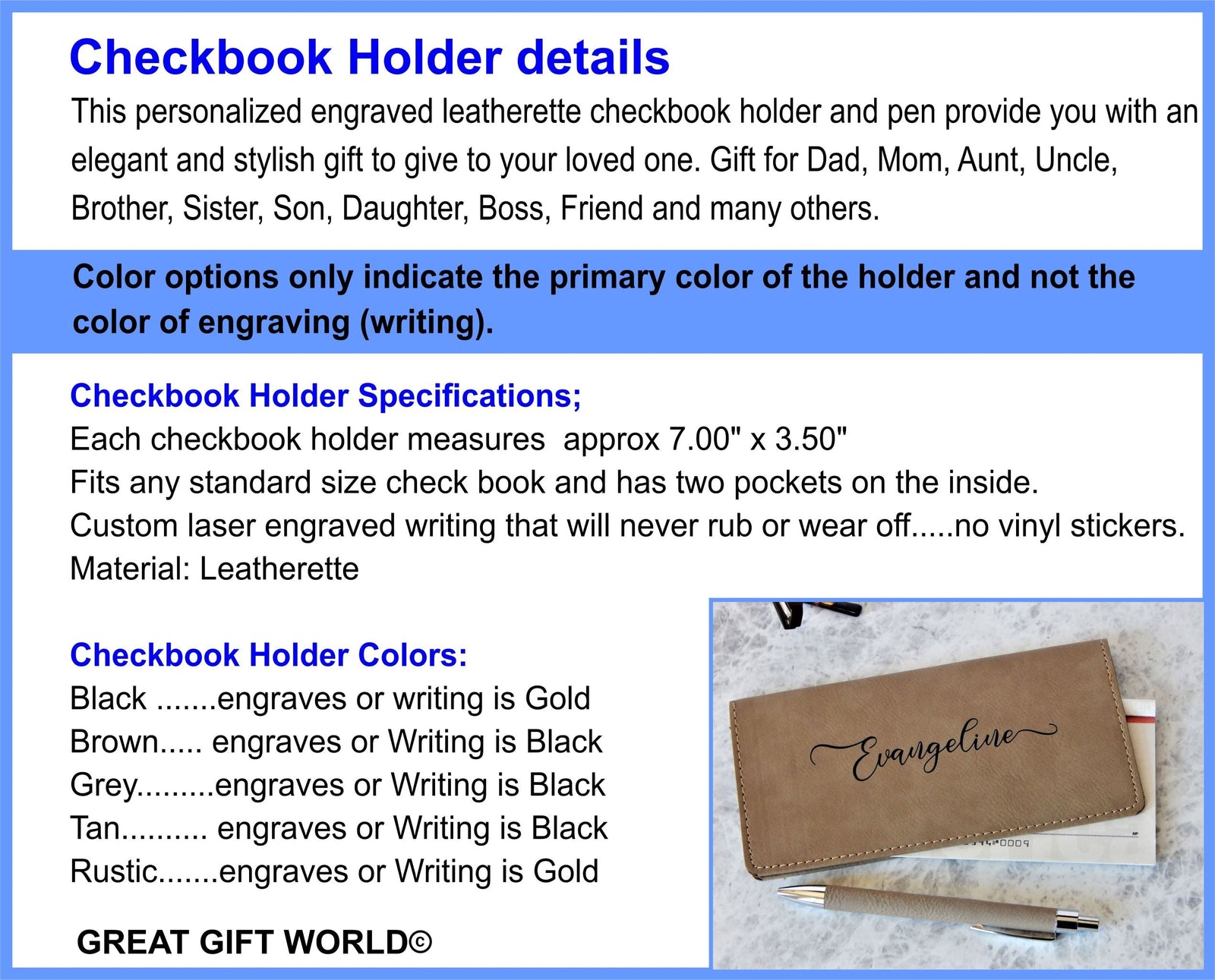 Personalized Dad Checkbook Holder | Custom Husband Cover Gift CBD1