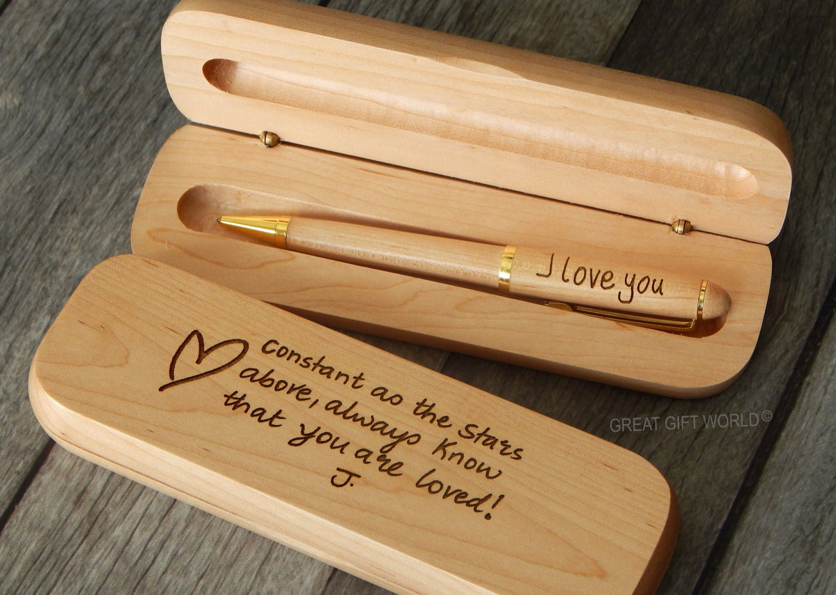 Engraved Handwriting Wood Pen | Handwritten Gift