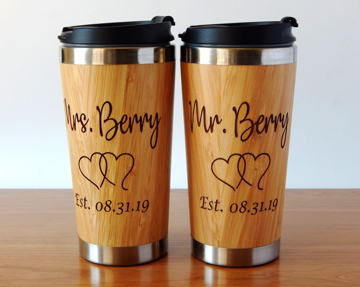 Wedding Anniversary Gifts for Couple | Mr and Mrs Tumblers | Engraved Cups