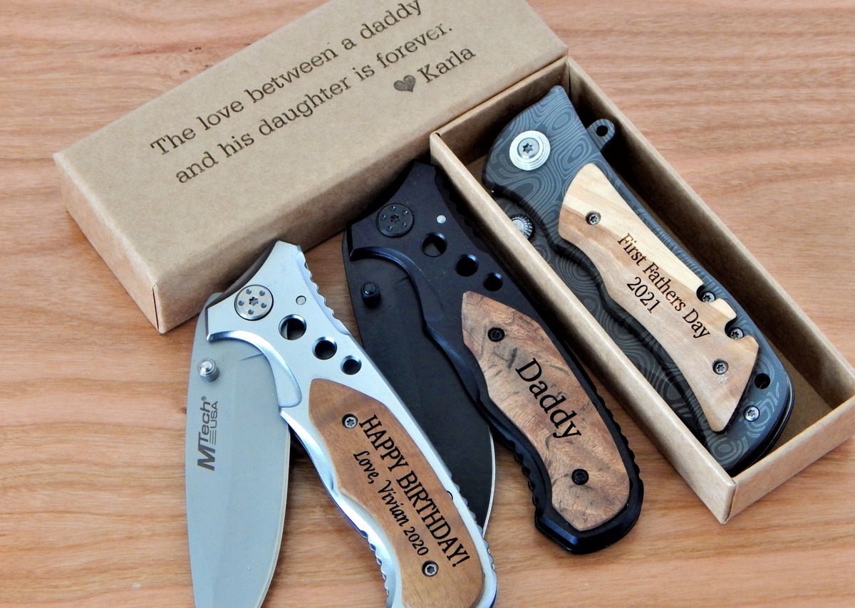 Personalized Father&#39;s Day gift for Dad | Engraved Knife for Men
