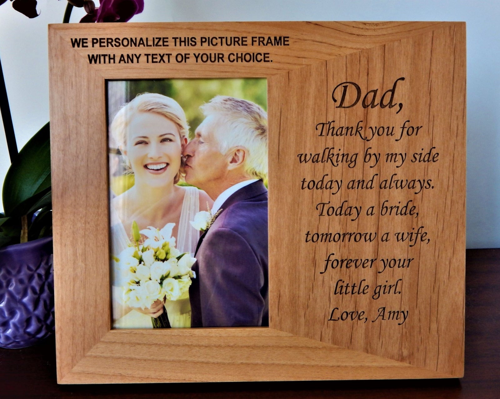 Engraved Picture Frames for Parents | Custom Wedding Frame 4x6 5x7