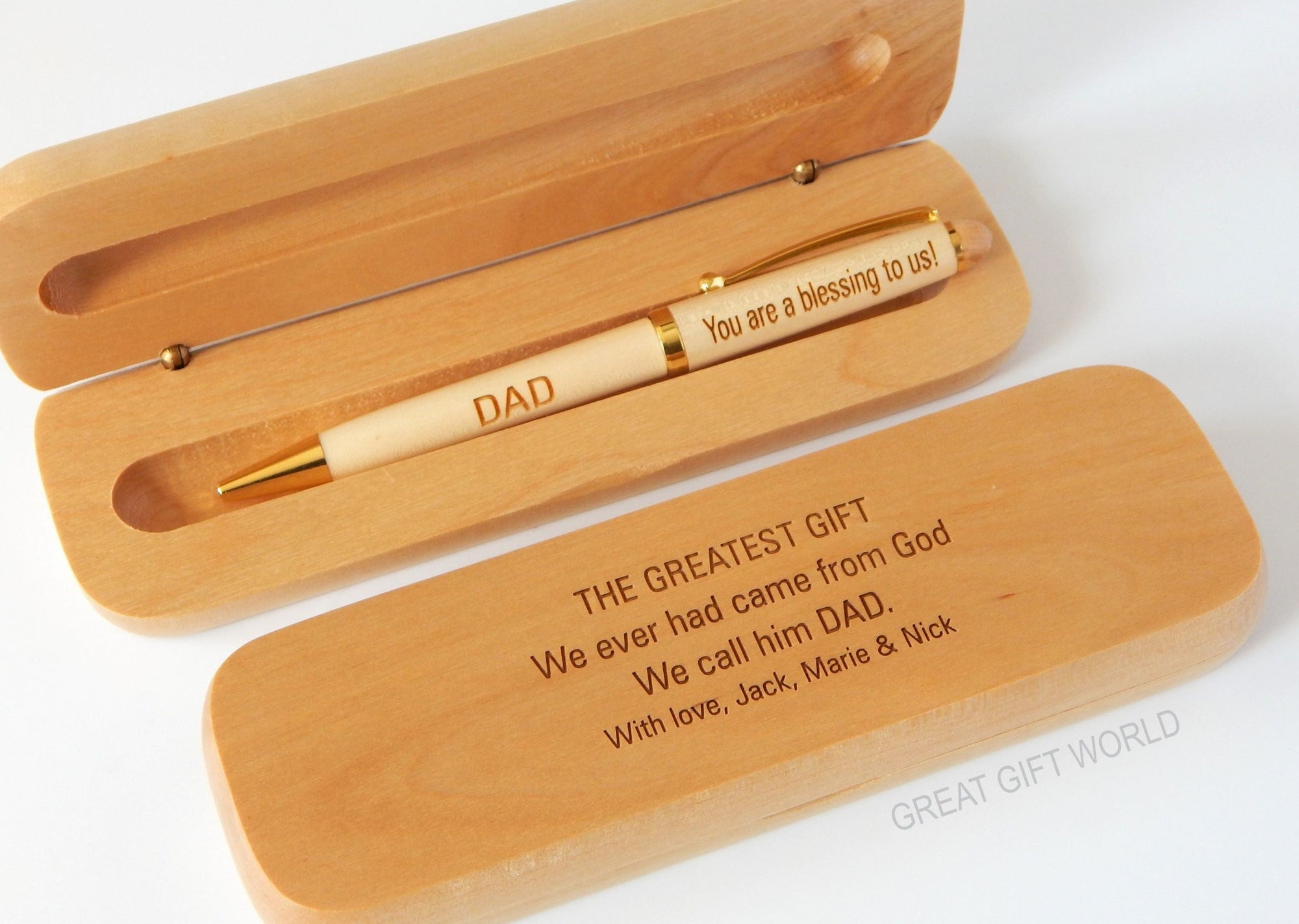 Personalized Dad Gift | Engraved Husband Wooden Pen