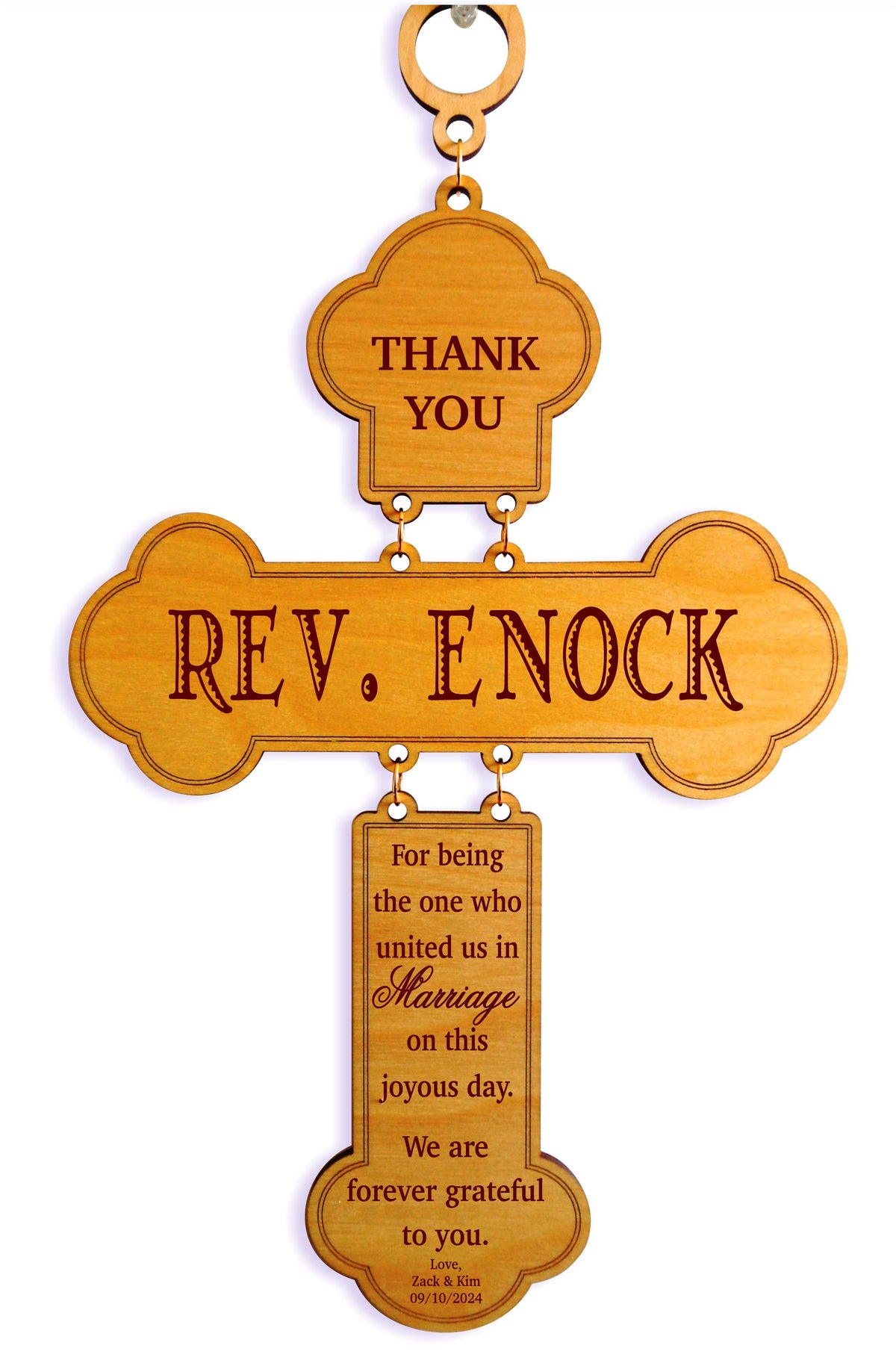 Wedding Officiant Gift Idea for Priest | Pastor Gifts Personalized Wood Cross DWO002