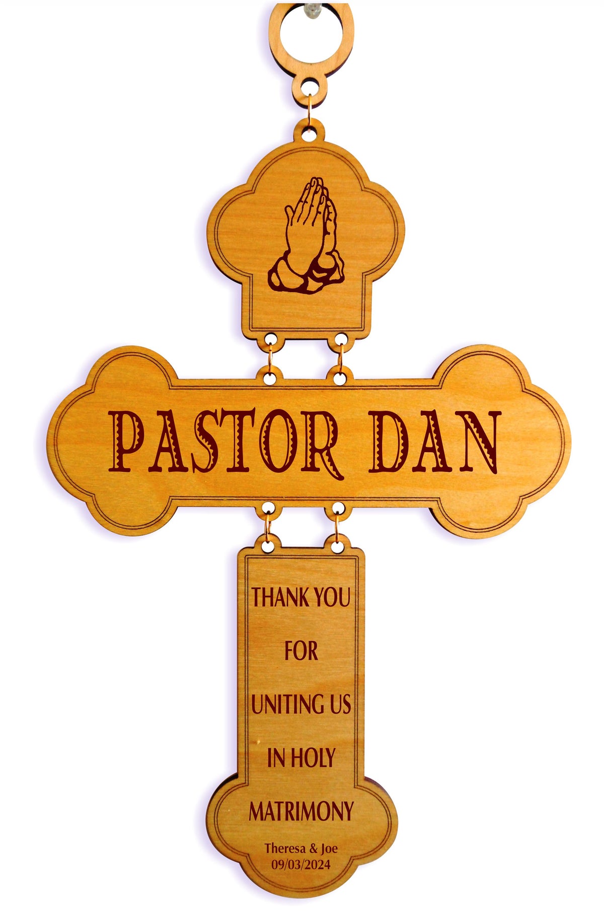 Wedding Officiant Gift for Catholic  Priest | Pastor Gifts Personalized Wall Cross, DWO004