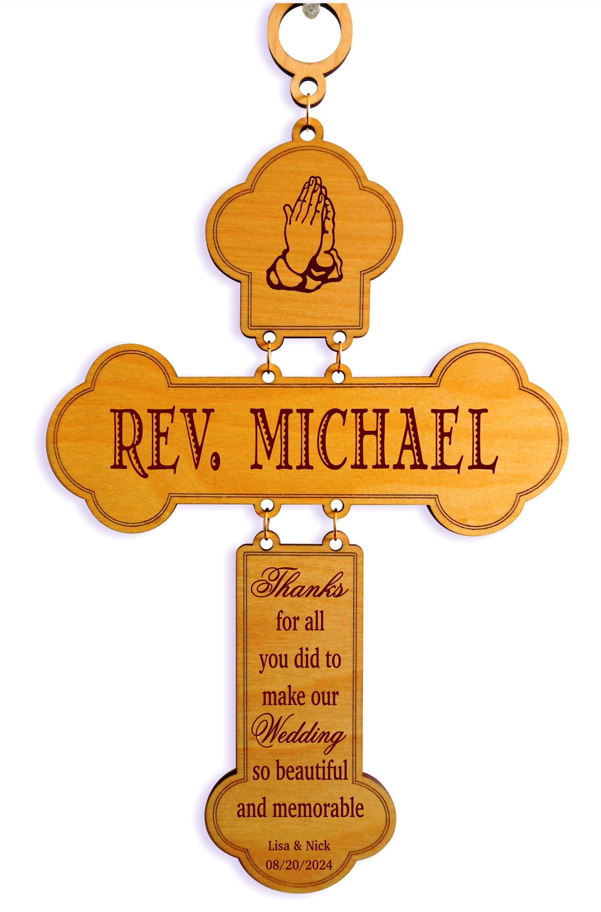 Officiant Gift | Wedding Gifts for Pastor | Personalized Thank you Cross, DWO007