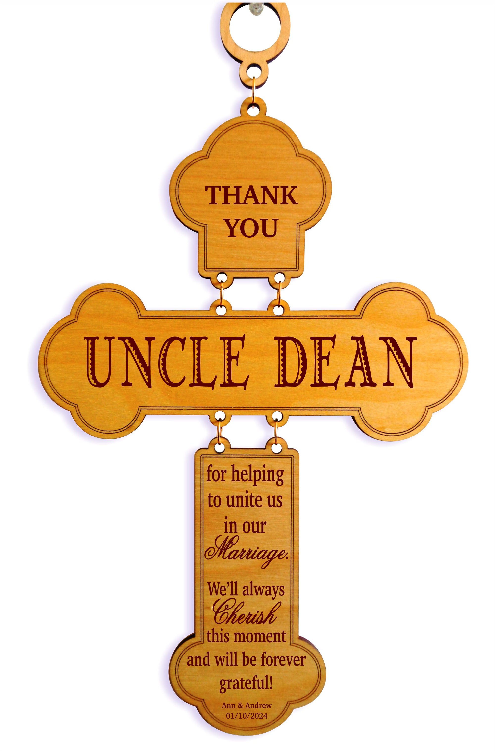 Officiant Gift | Uncle and Aunt Wedding Appreciation Gifts | Personalized Cross DWO011