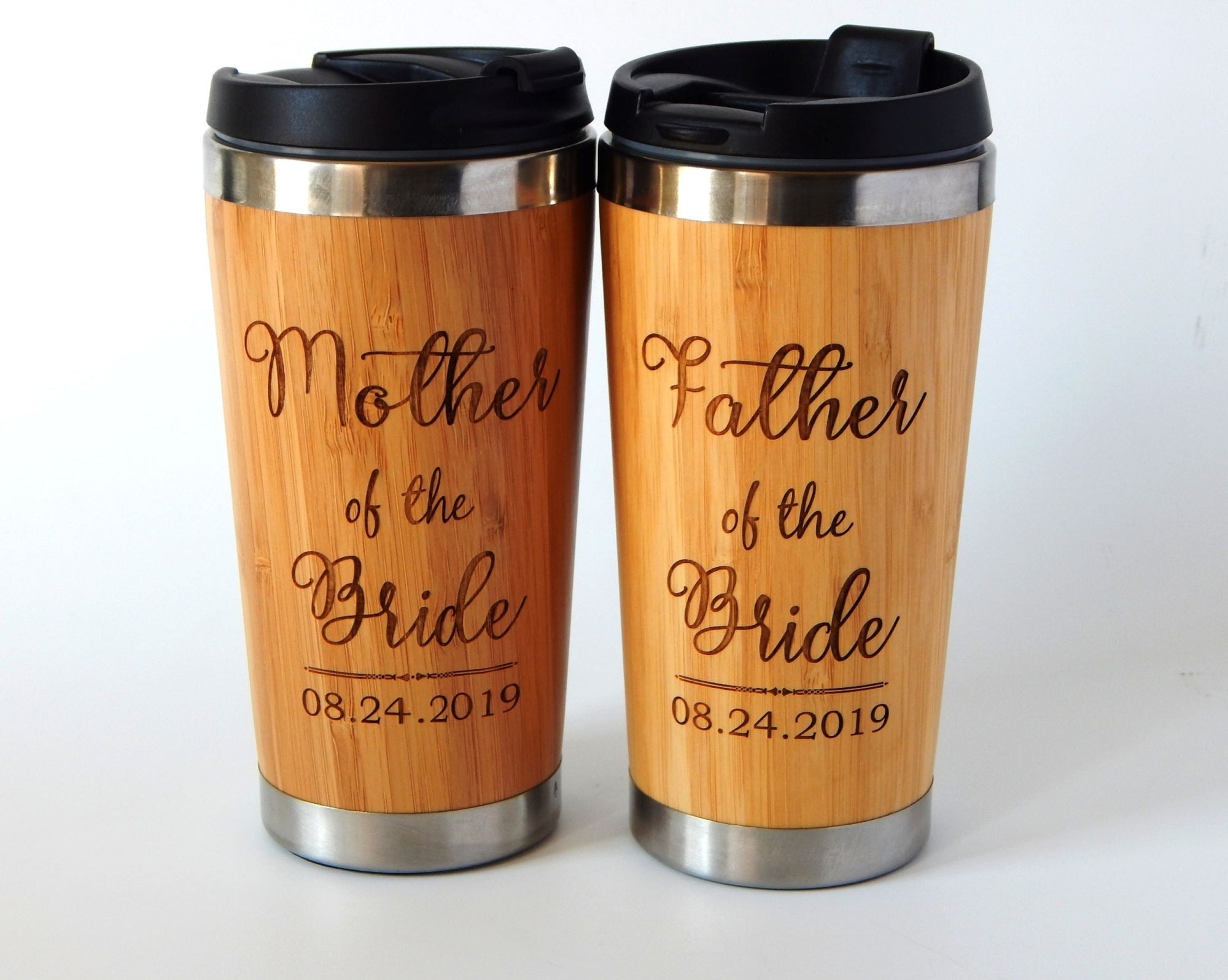 Father and Mother of the Bride Gift Tumbler from Groom | Engraved Travel Cup