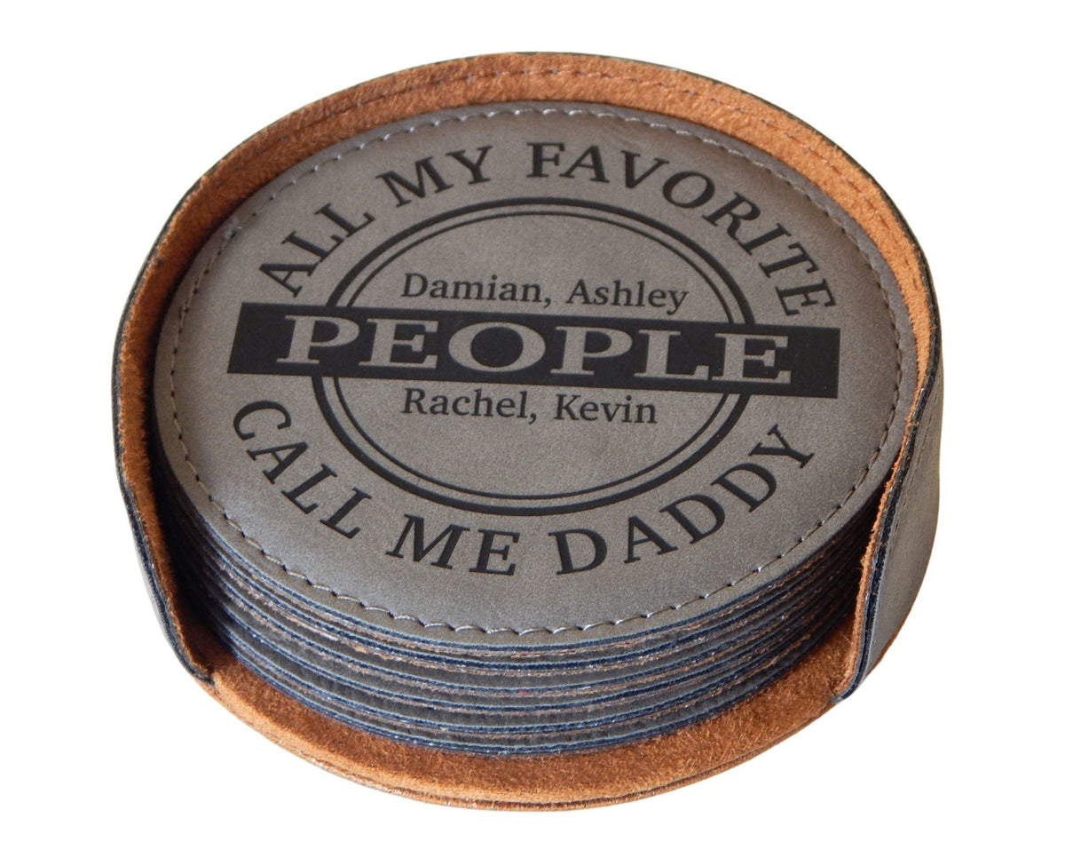 Personalized Dad Gift | Father&#39;s Day Engraved Coaster Set | Daddy Coasters