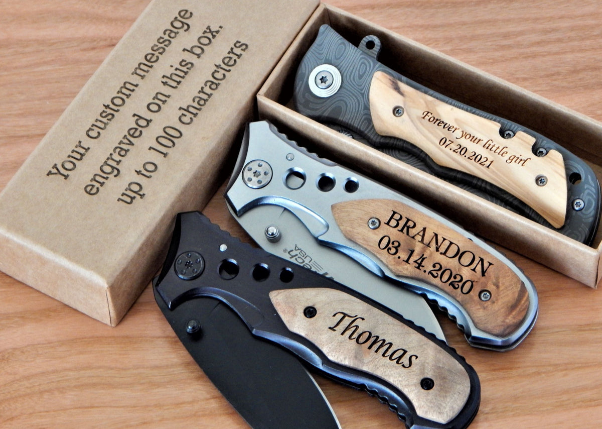 Wedding Gift for Father of the Bride  | Engraved Groomsmen Knife