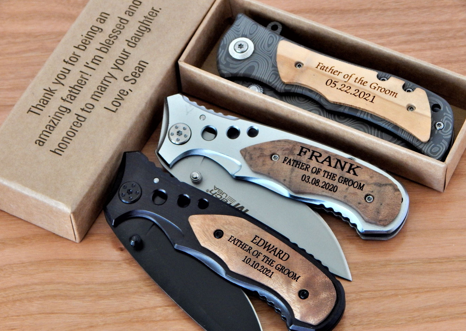 Pocket Knife for Father of the Groom | Engraved Groomsmen Knives