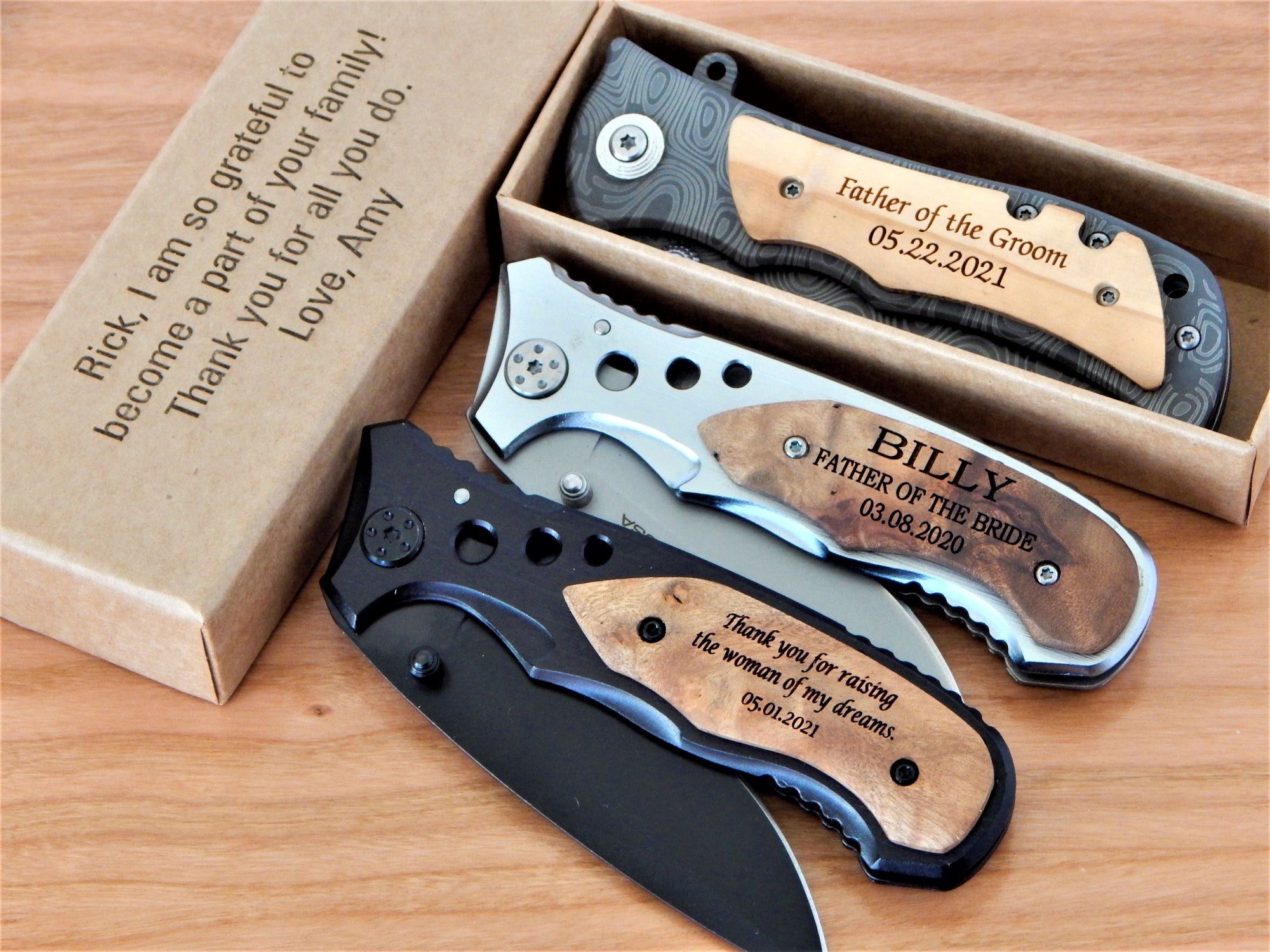 Stepfather of the Bride Gift | Engraved Groomsmen Knives