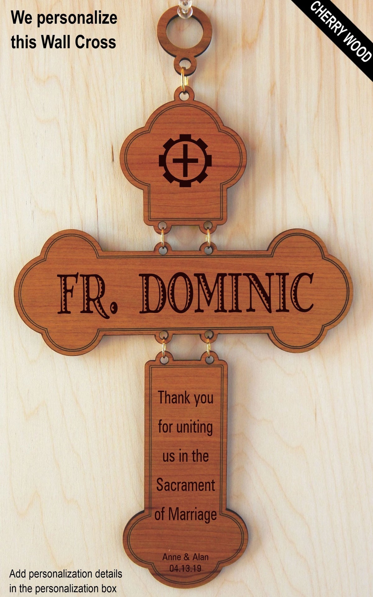 Catholic Priest Gift for Wedding | Officiant Gifts | Personalized Wall Cross DWO022