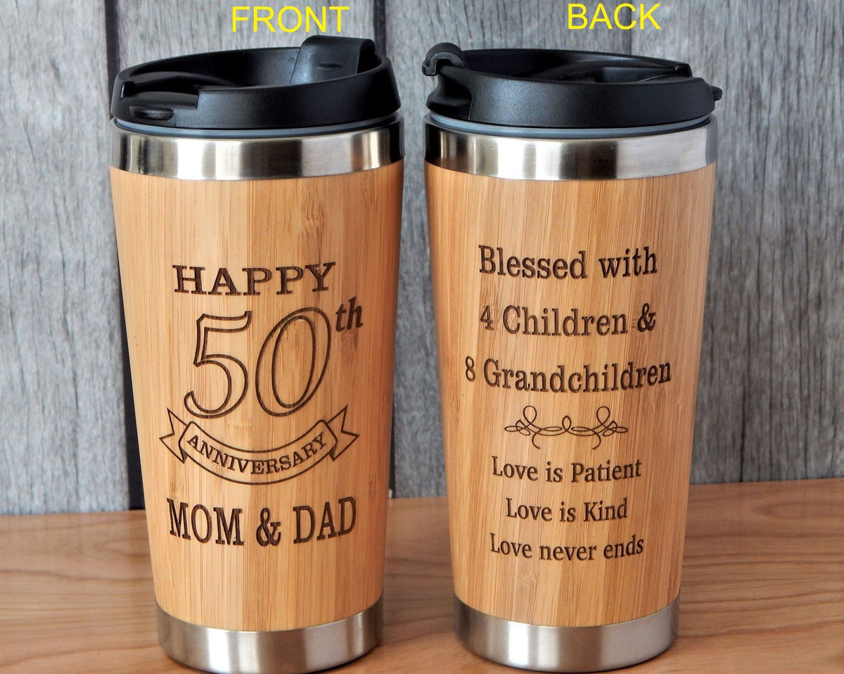 50th Anniversary Gifts for Parents | Mom and Dad  Personalized Mug Tumbler