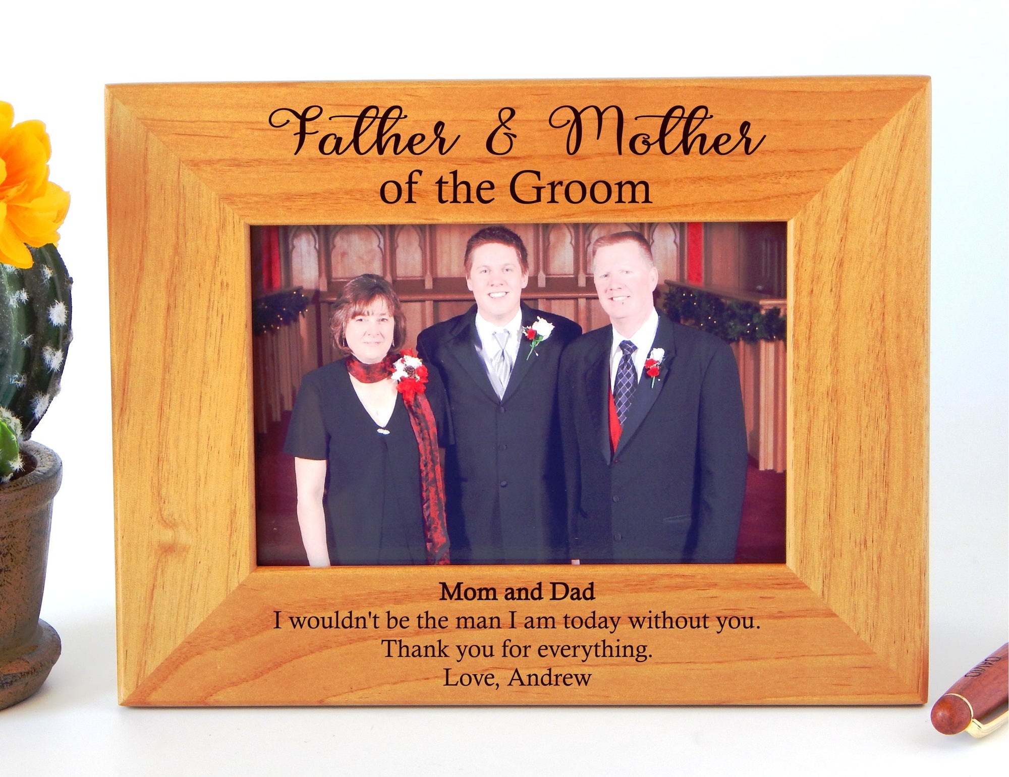 Personalized Picture Frame | Custom Engraved Wood Photo Frame for Wedding