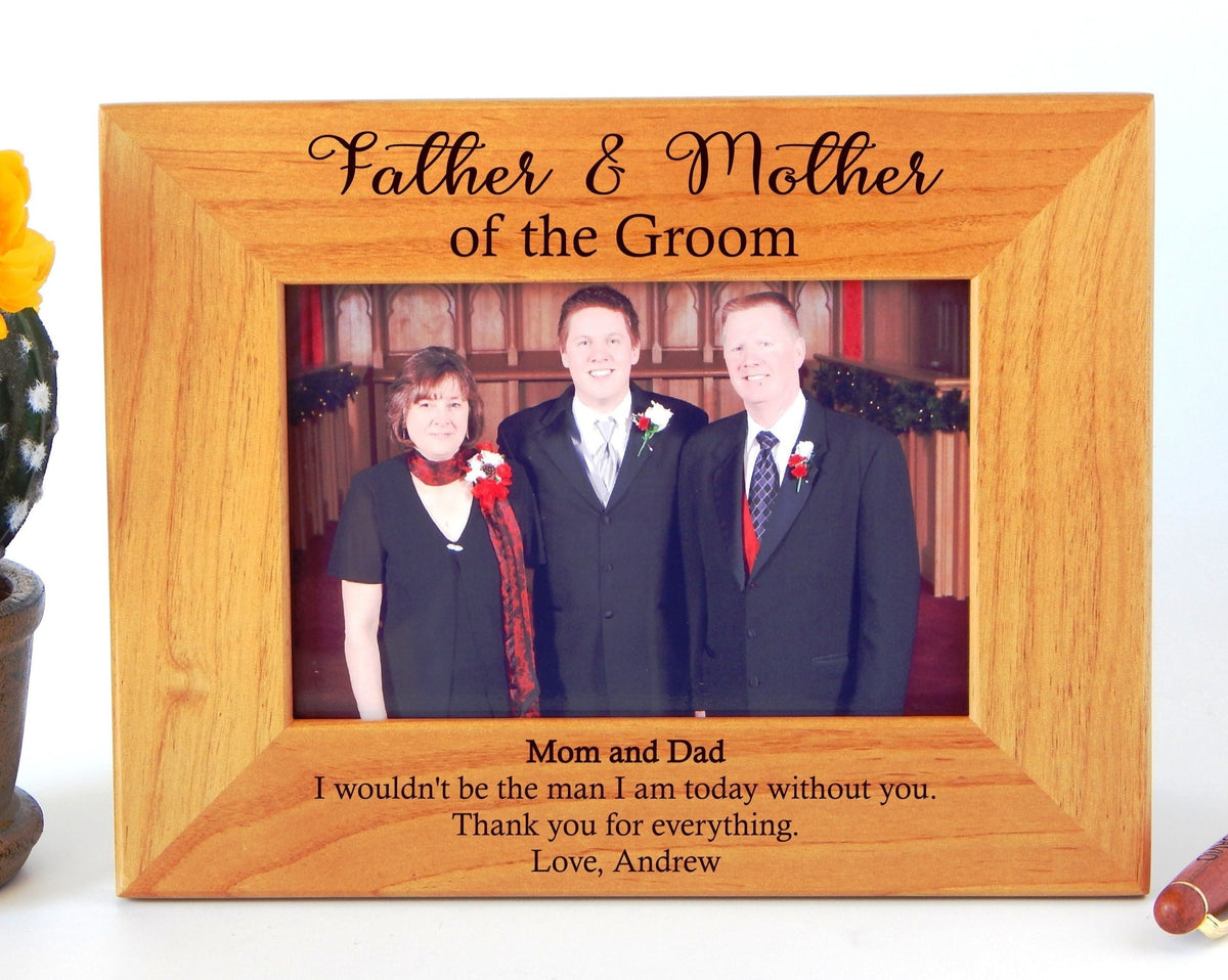 Custom Engraved Picture Frame Wedding Gift for Father and Mother of the Groom