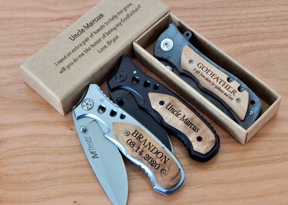 Engraved Personalized Godfather Knife | Custom Pocket Knives | Baptism Gift
