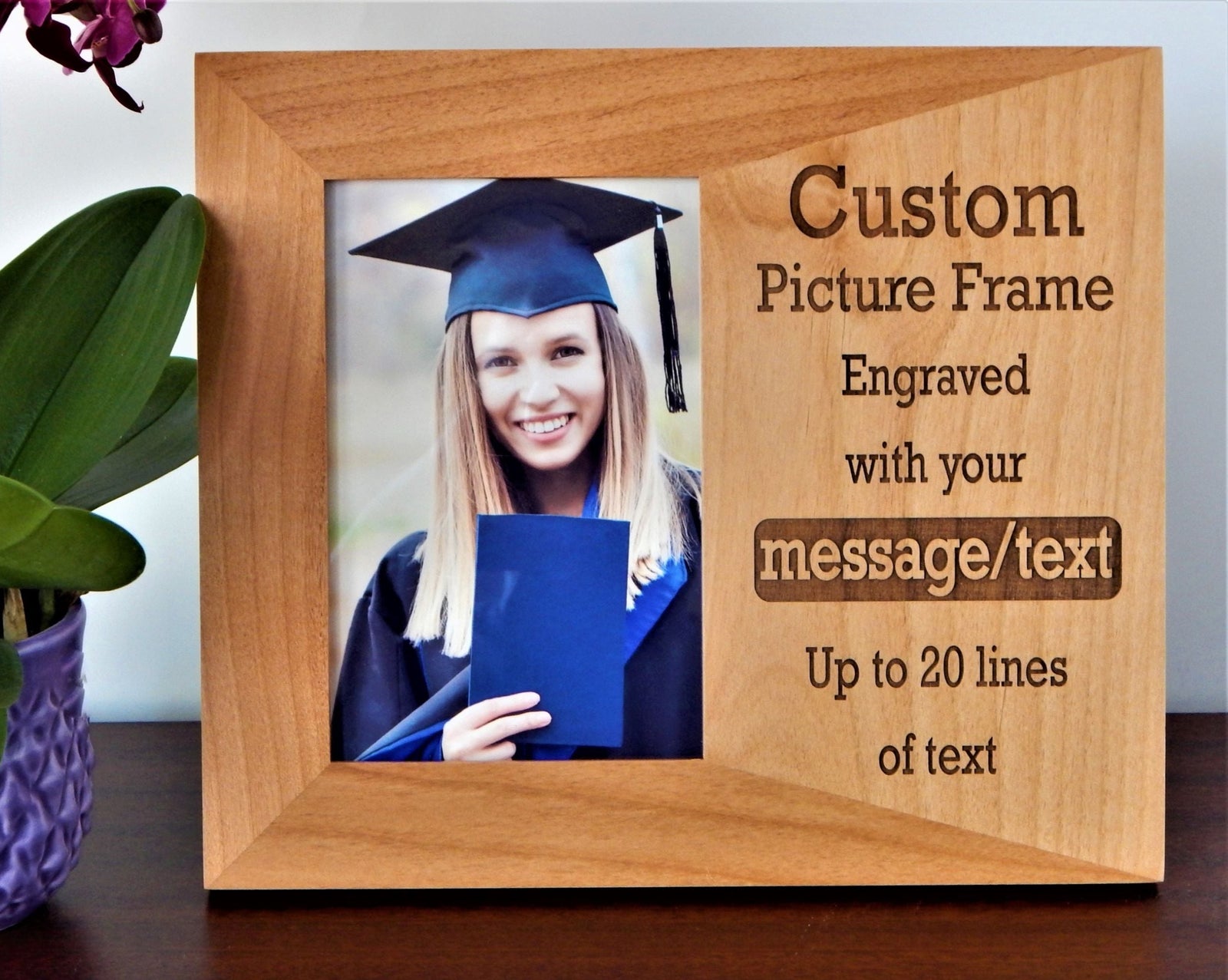 Personalized Picture Frame Graduation Gift | Custom Engraved Wood Frames 4x6 5x7