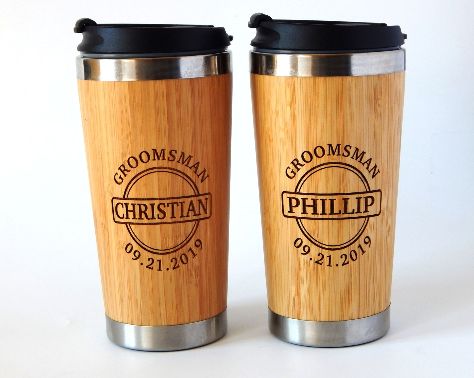 Personalized Coffee Mug Gift for Groomsmen | Custom Engraved Travel Tumbler