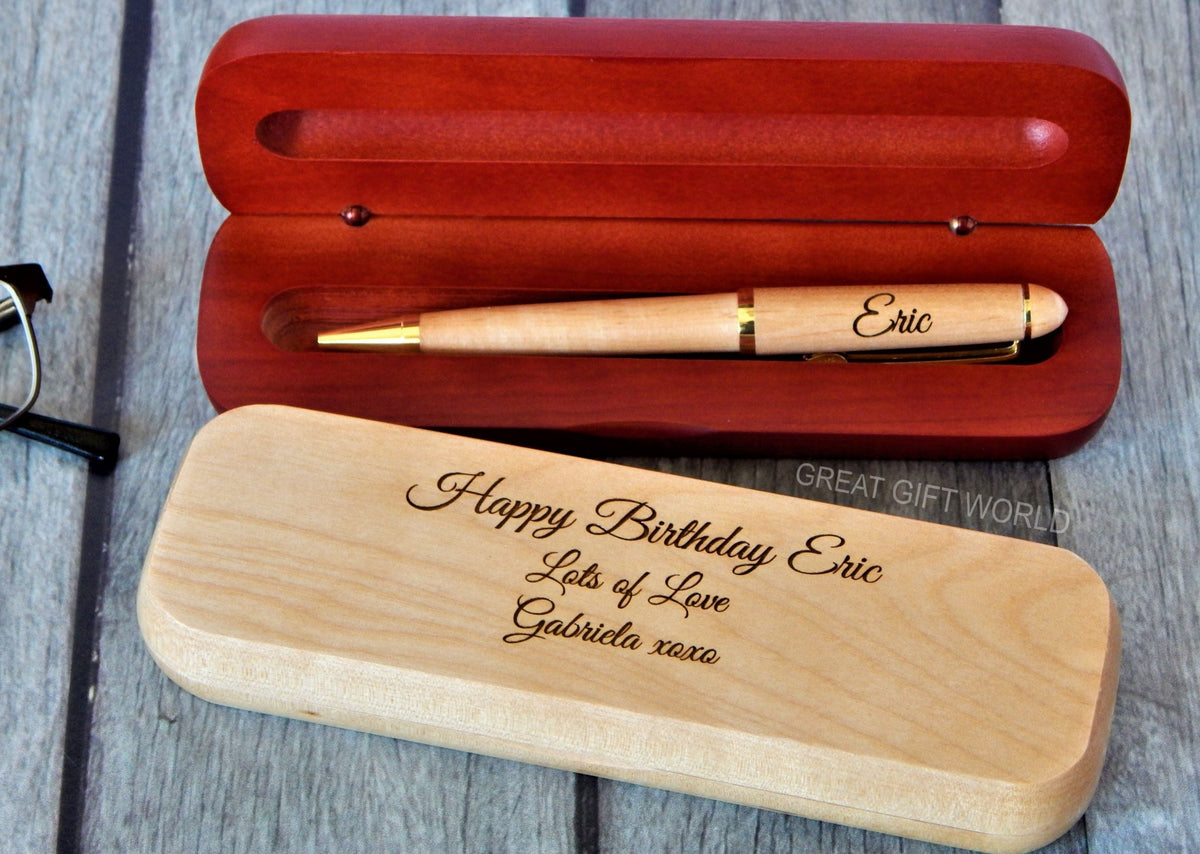 Custom Wood Pen Set Birthday Gift for Him | Personalized Rosewood Pens
