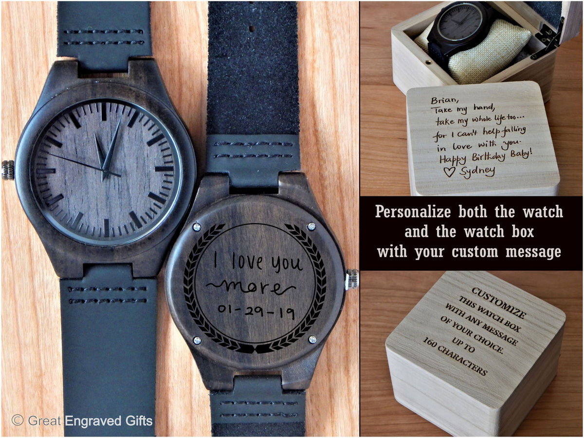 Wood Handwriting Watch | Boyfriend Handwritten Gift | Husband Anniversary Gift