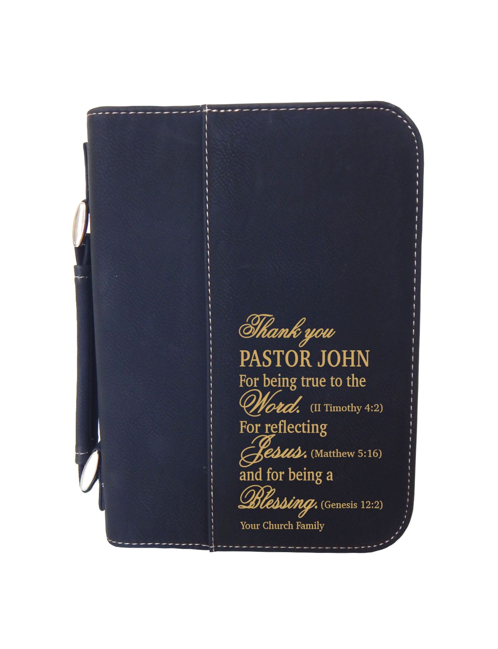 Personalized Pastor Gift | Engraved Gifts for Bishop | Leather Bible Cover BCL008