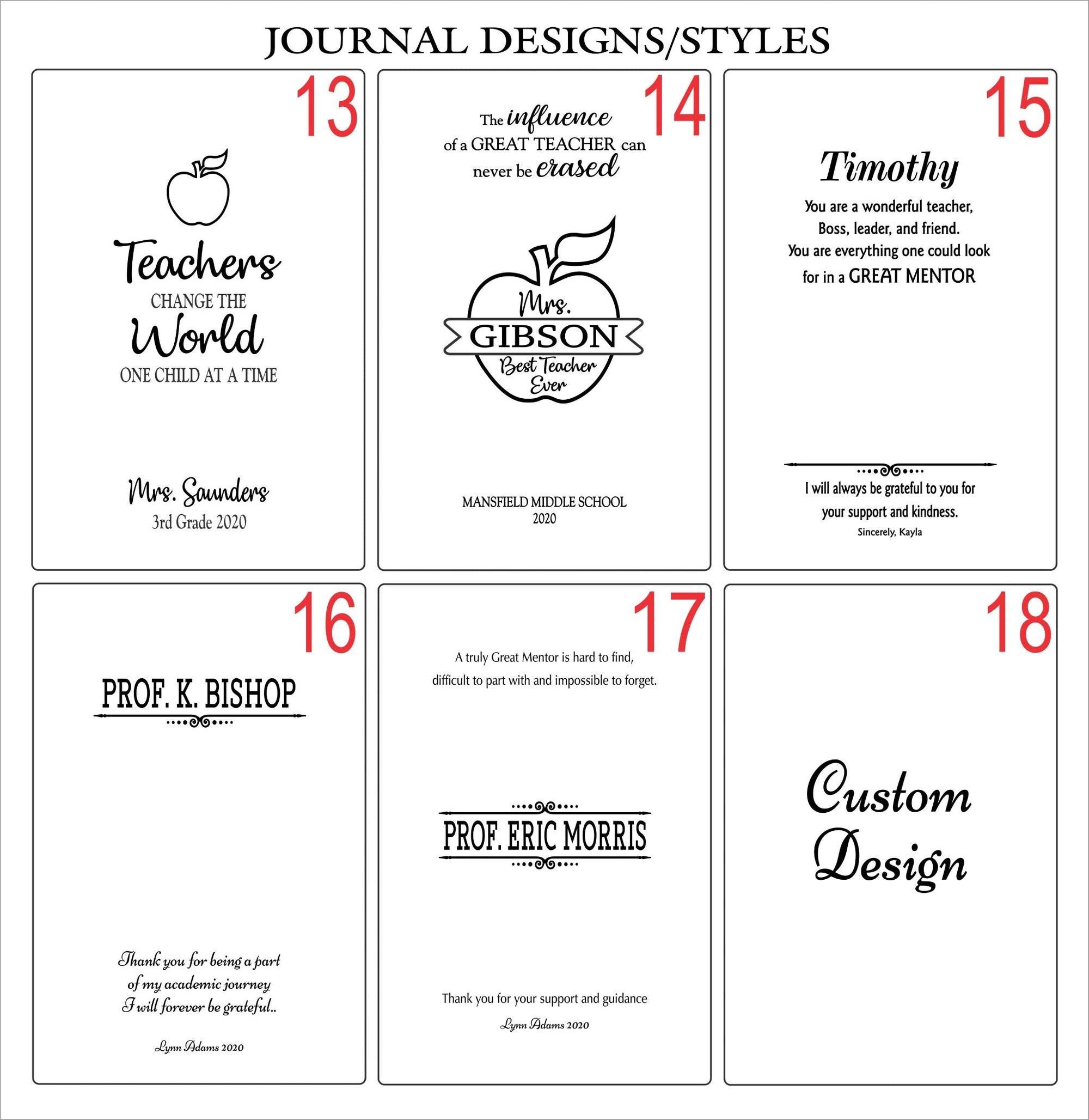 Personalized Gifts for Teachers | Custom Journal Notebook