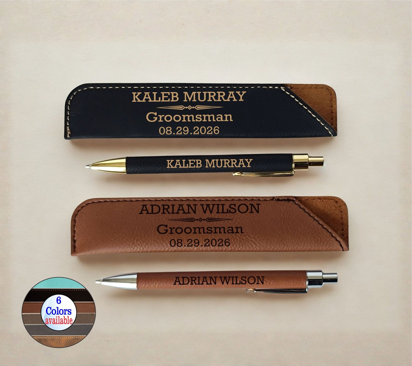 Personalized Leatherette Pen and Sleeve | Wedding Officiant Proposal Gift LPC31