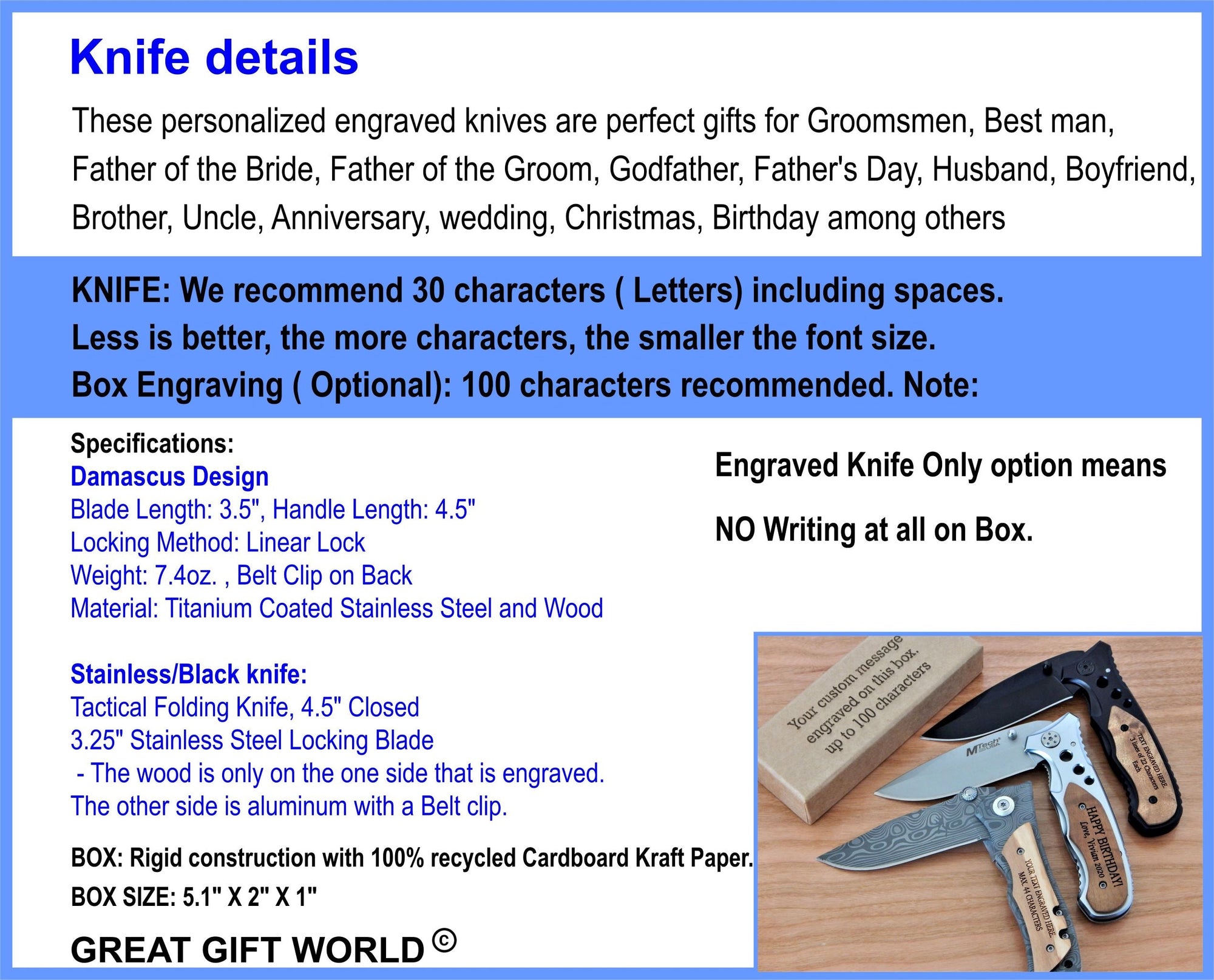 Personalized Knife for Men | Custom Engraved Knives