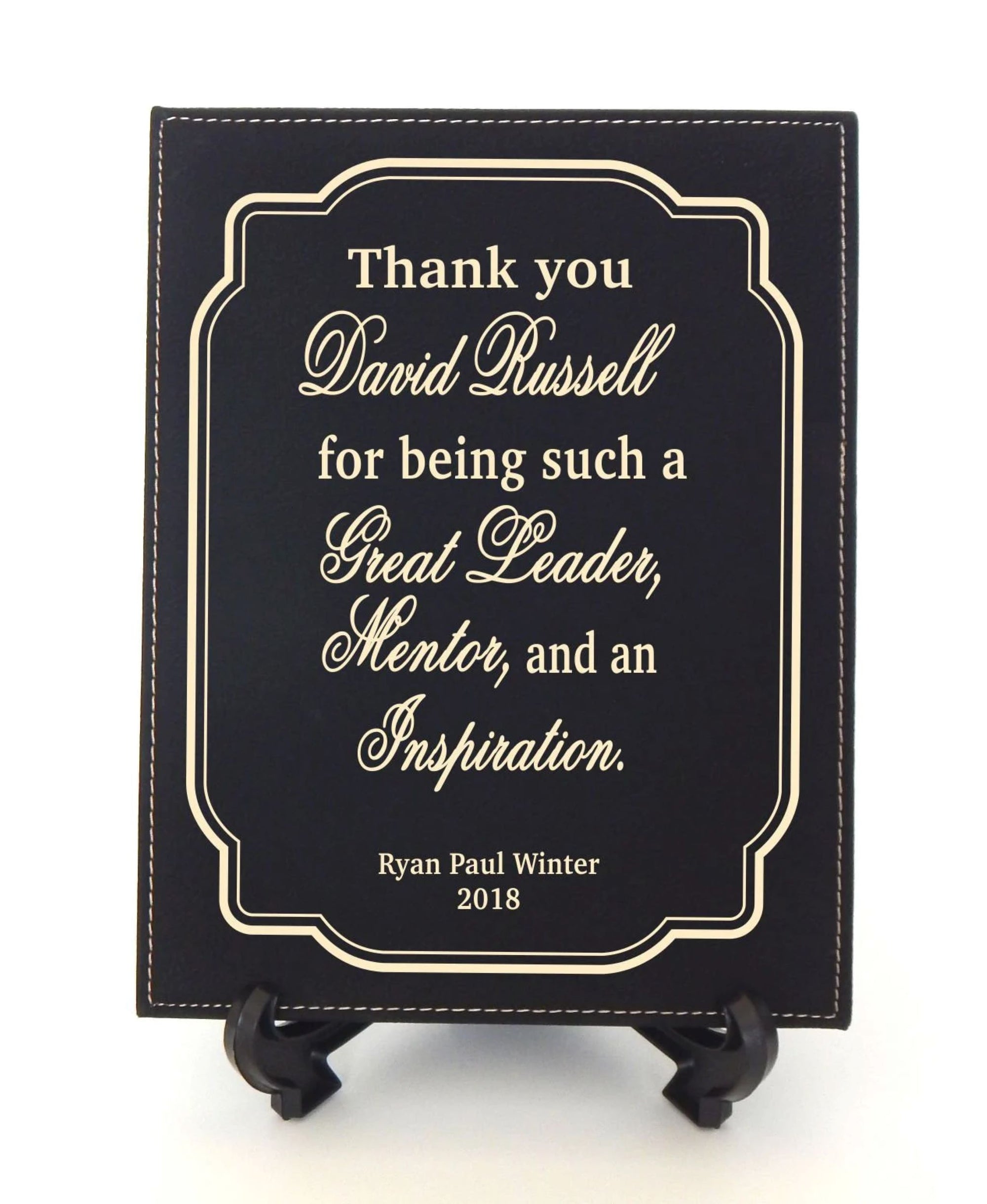 Personalized Gift for Boss | Great Mentor Teacher | Engraved Leatherette Plaque