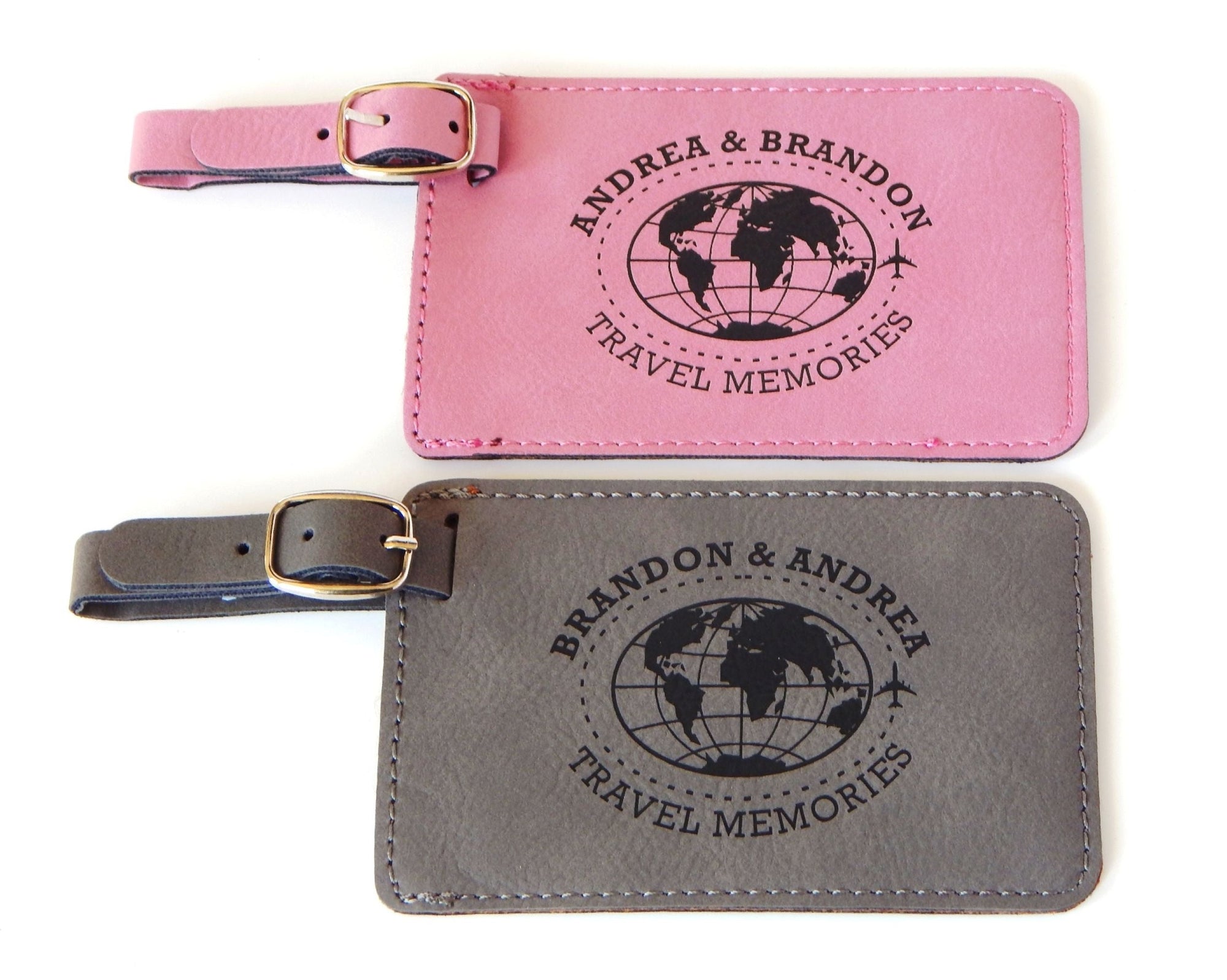 Custom Leather Luggage Tags | Engraved Travel Gift | Suitcase Tag