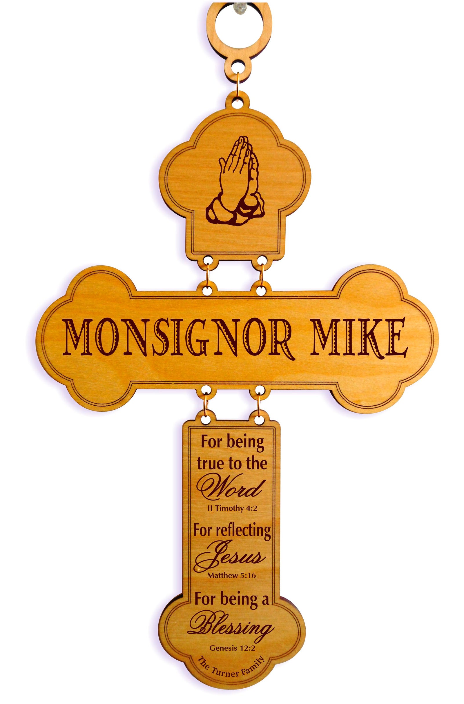 Personalized Monsignor Cross: Custom Engraved Wood Gift for Priest, GDPA02