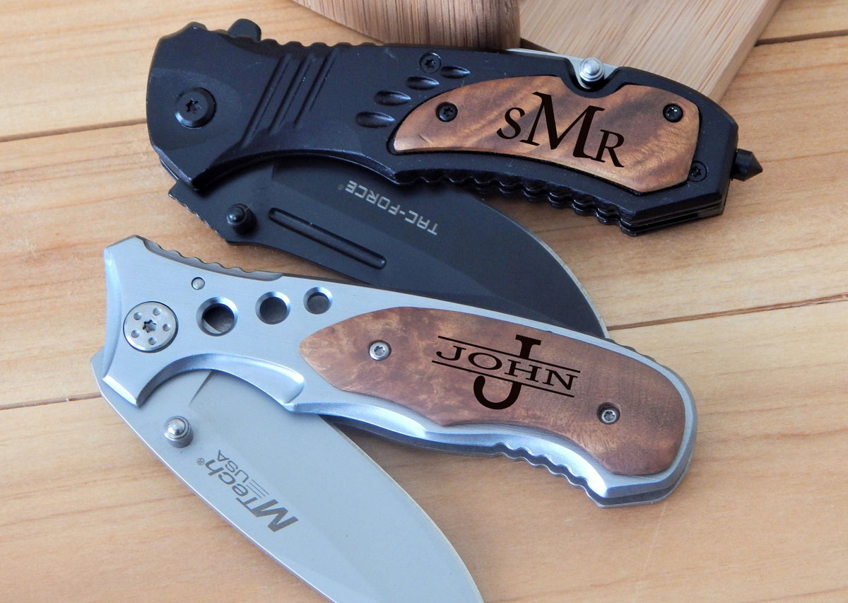 Monogram knife Gift | Custom Engraved Folding Pocket Knives