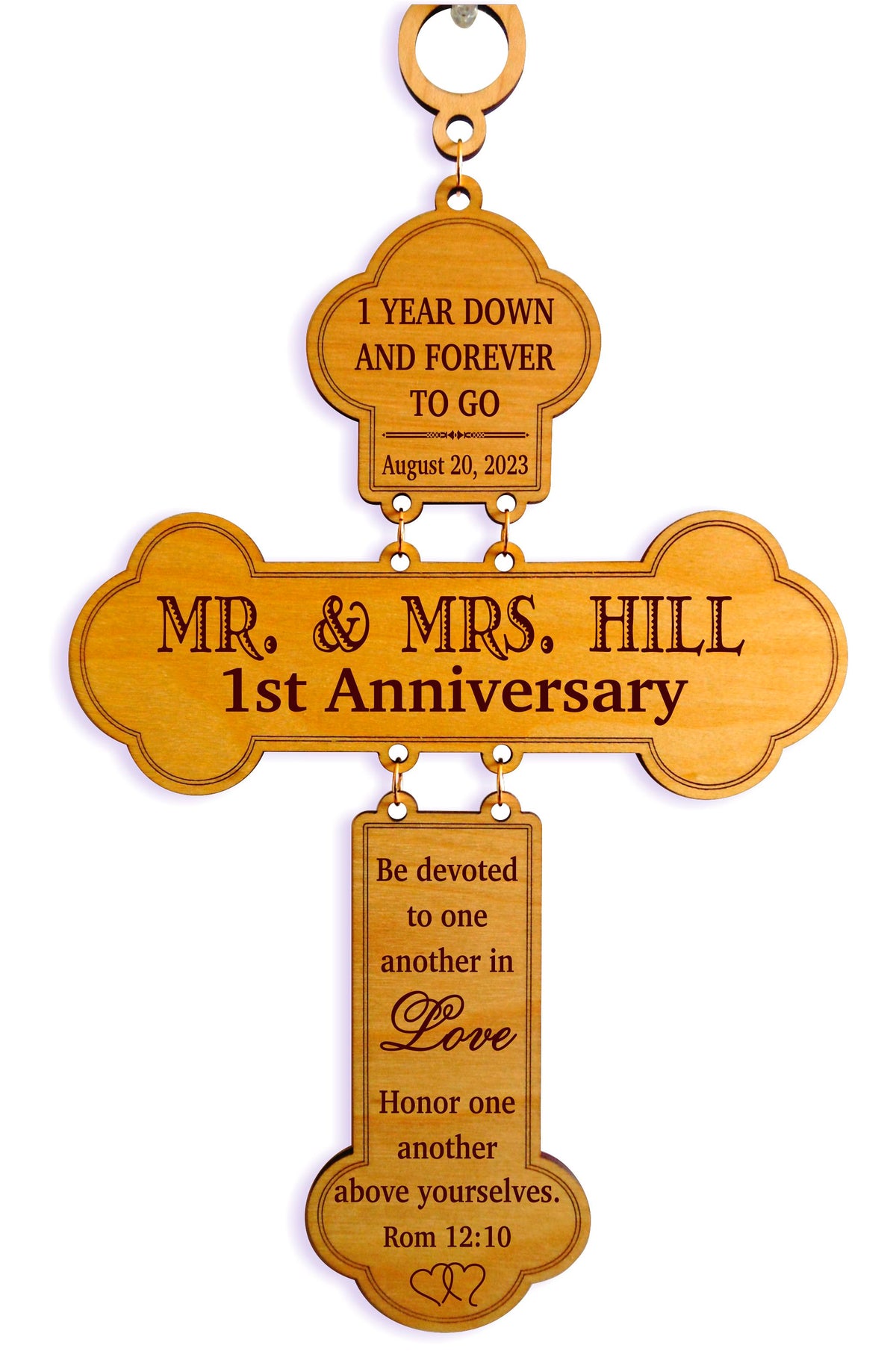 1st Wedding Anniversary Gift for Couple | Mr and Mrs Personalized Cross GDA01