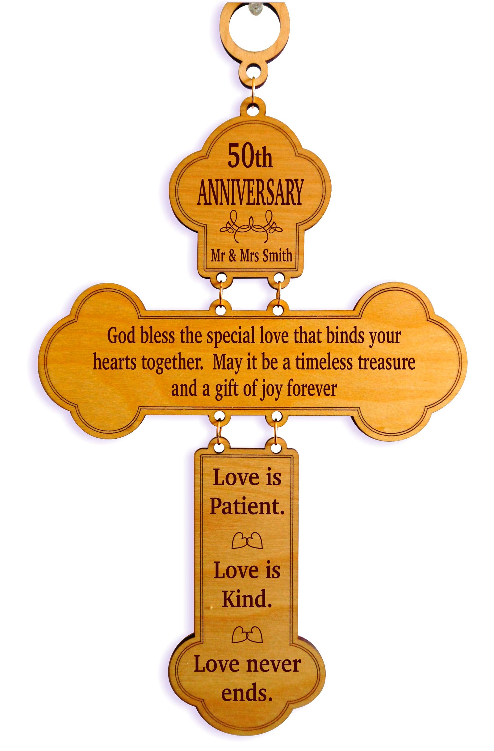 50th Wedding Anniversary Gift for Couple | Personalized Cross for Parents GDA04