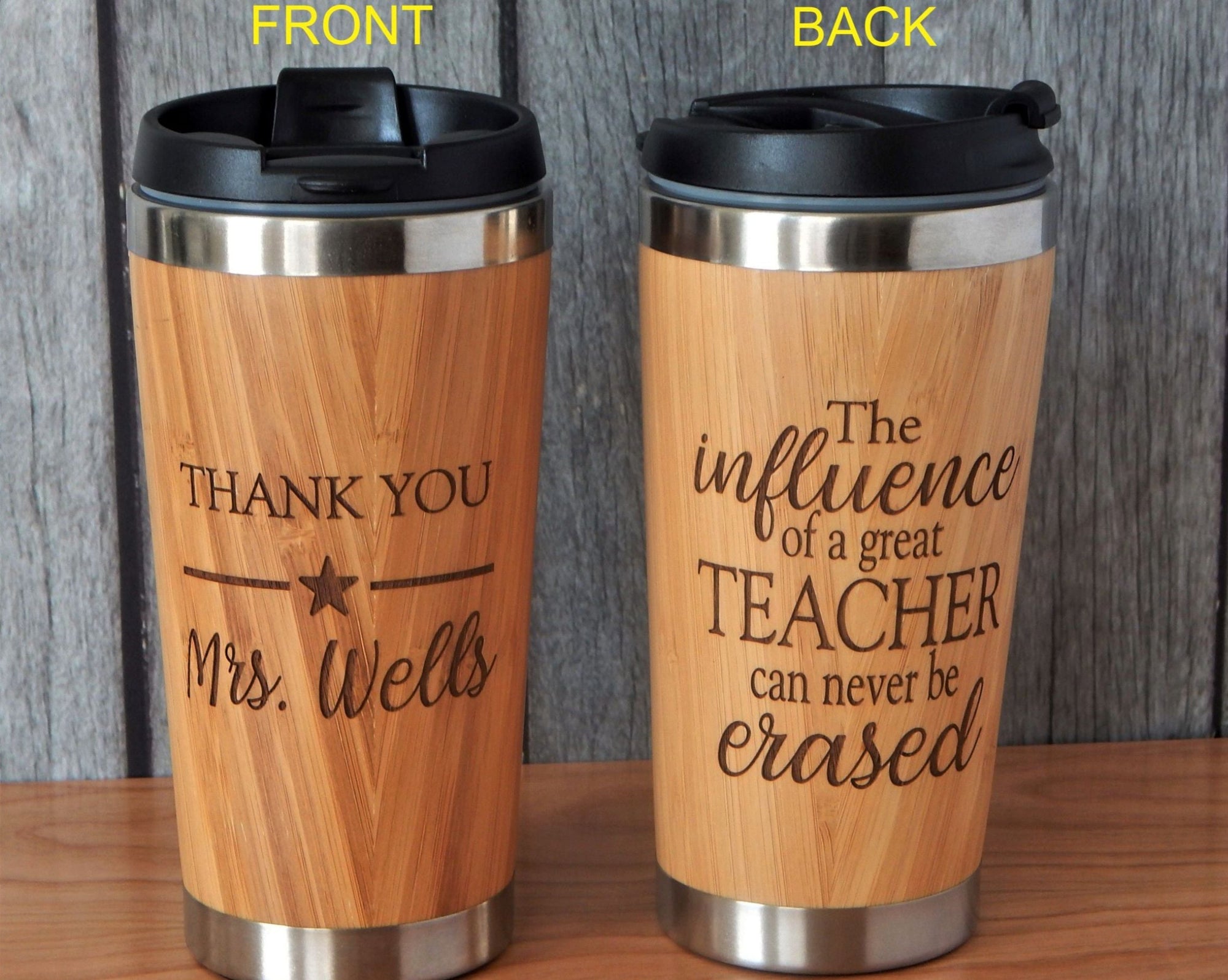 Teacher Gift Coffee Travel Mugs Personalized | End of Year Custom Engraved Cup