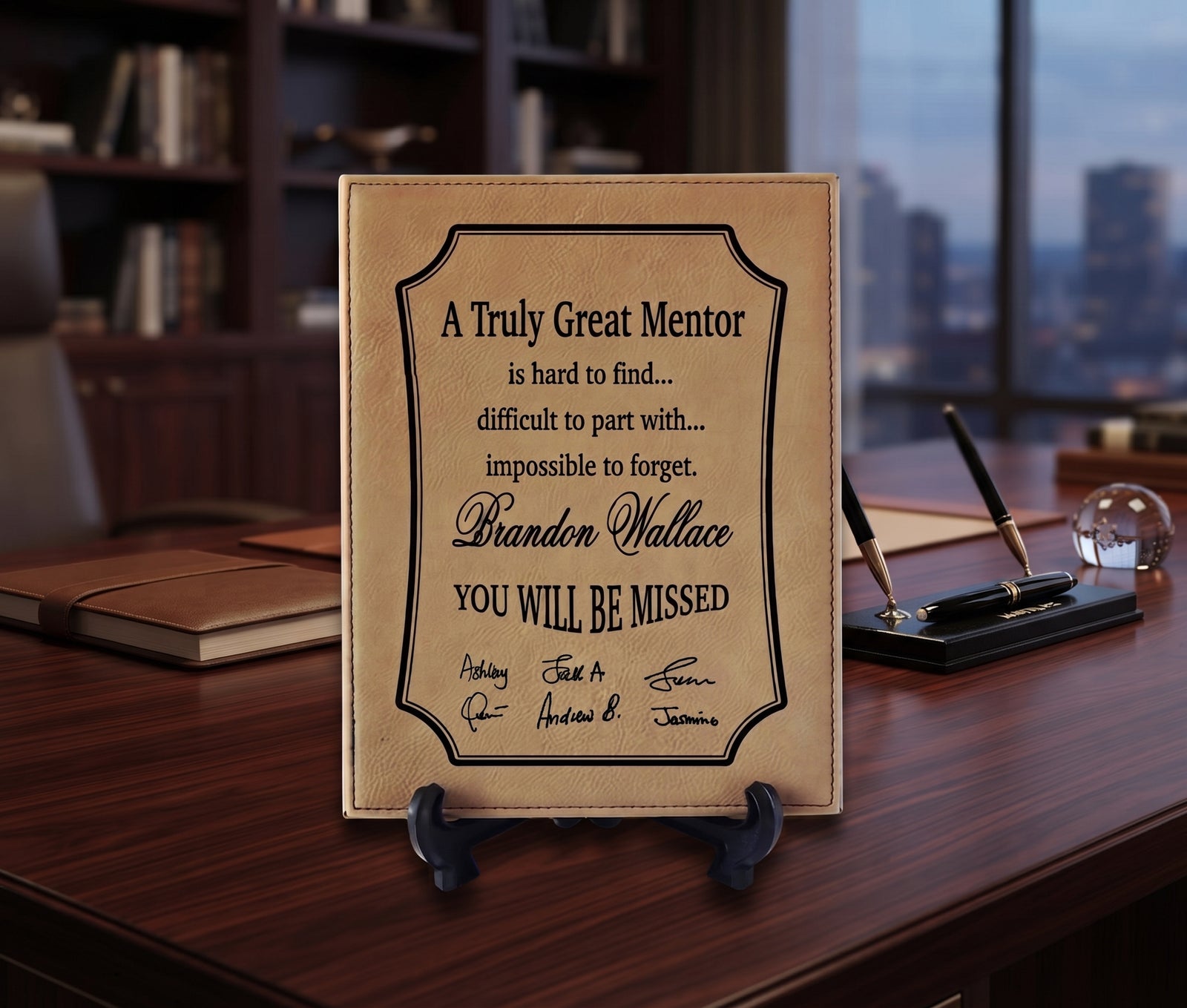 Personalized Pastor Gift | Engraved Leather and wood Plaque PL41